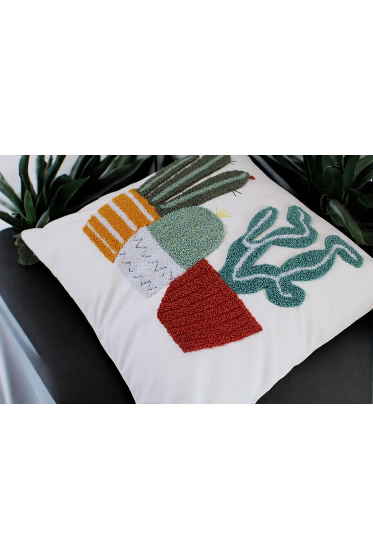 Mof Home Collection Kaktüs Desen Punch Kırlent Kılıfı