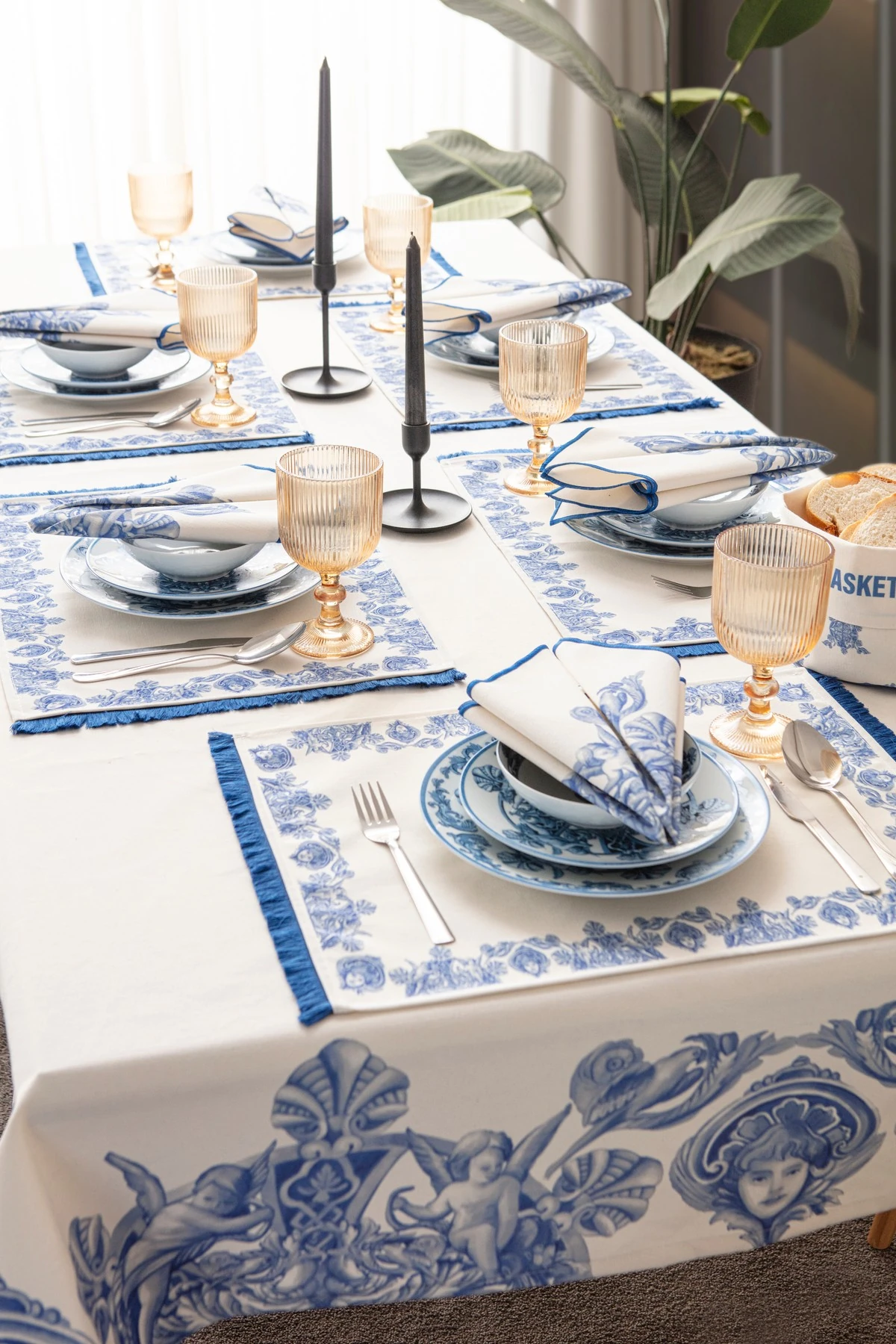 Mof Collection Mavi Akşamlar Serisi 6 Kişilik Yemek Masası Takımı