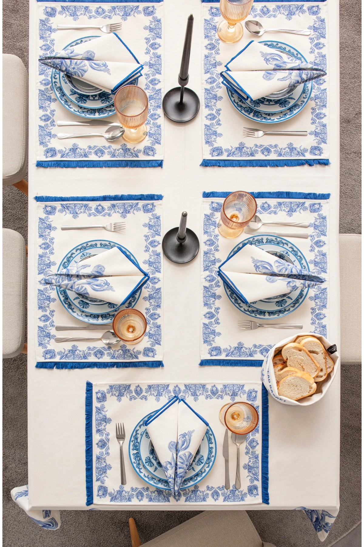 Mof Collection Mavi Akşamlar Serisi 6 Kişilik Yemek Masası Takımı