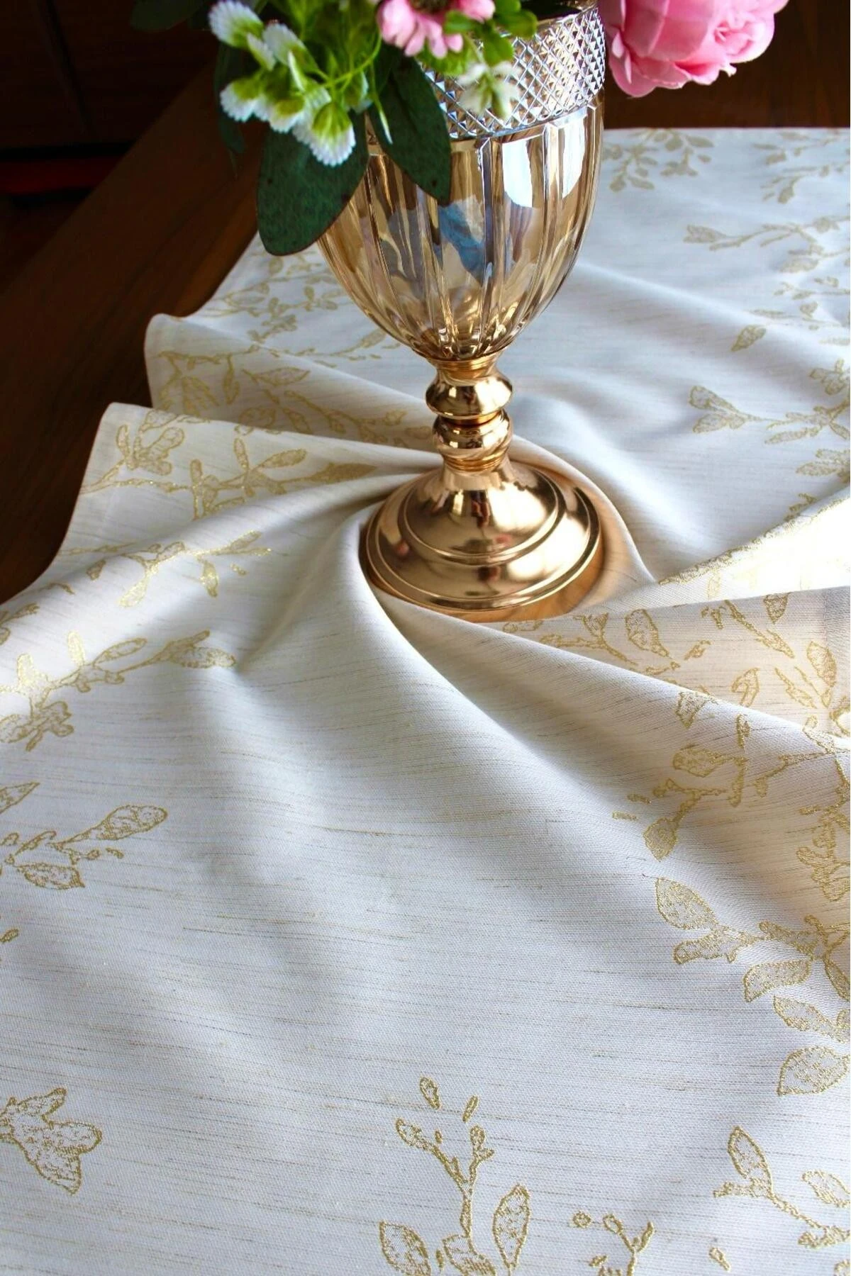 Mof Home Collection Altın Varak Baskılı Runner