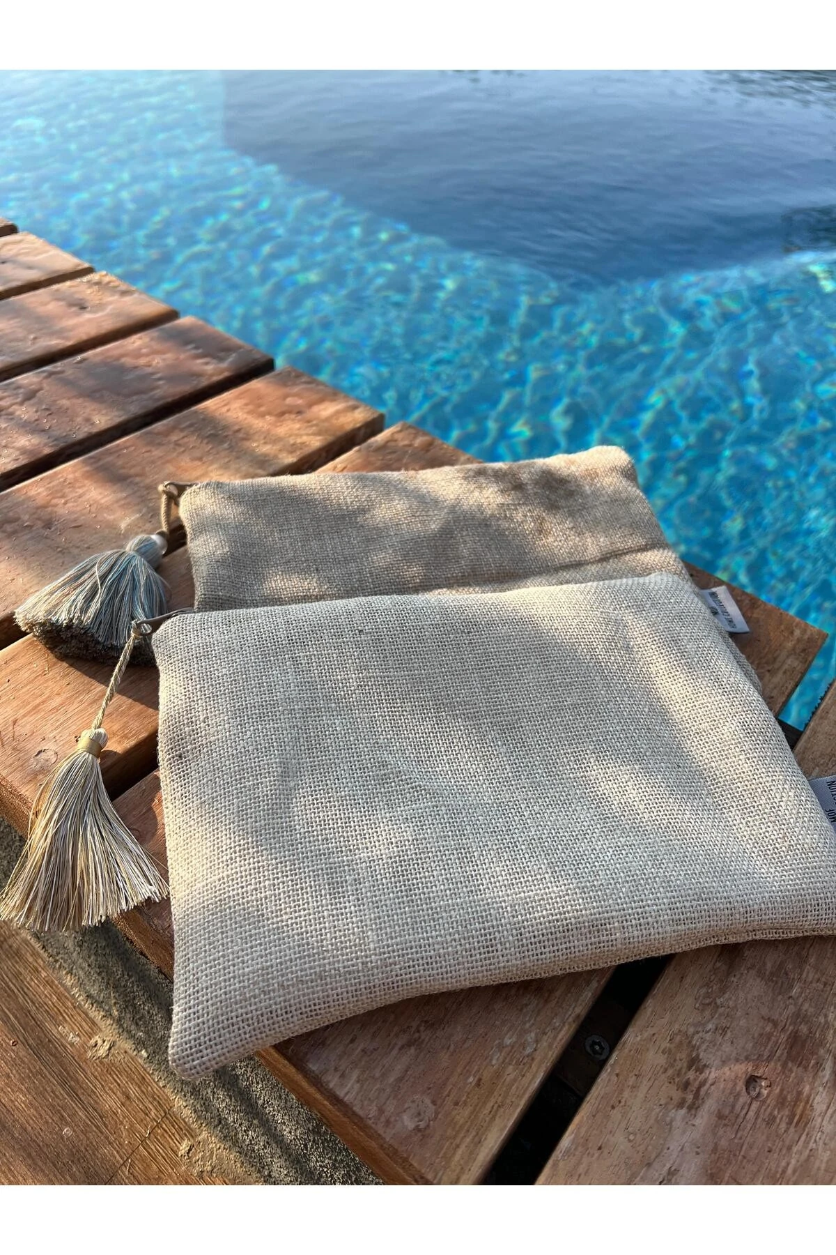 Mof Home Collection Hasır Görünümlü Püsküllü Clutch Çanta