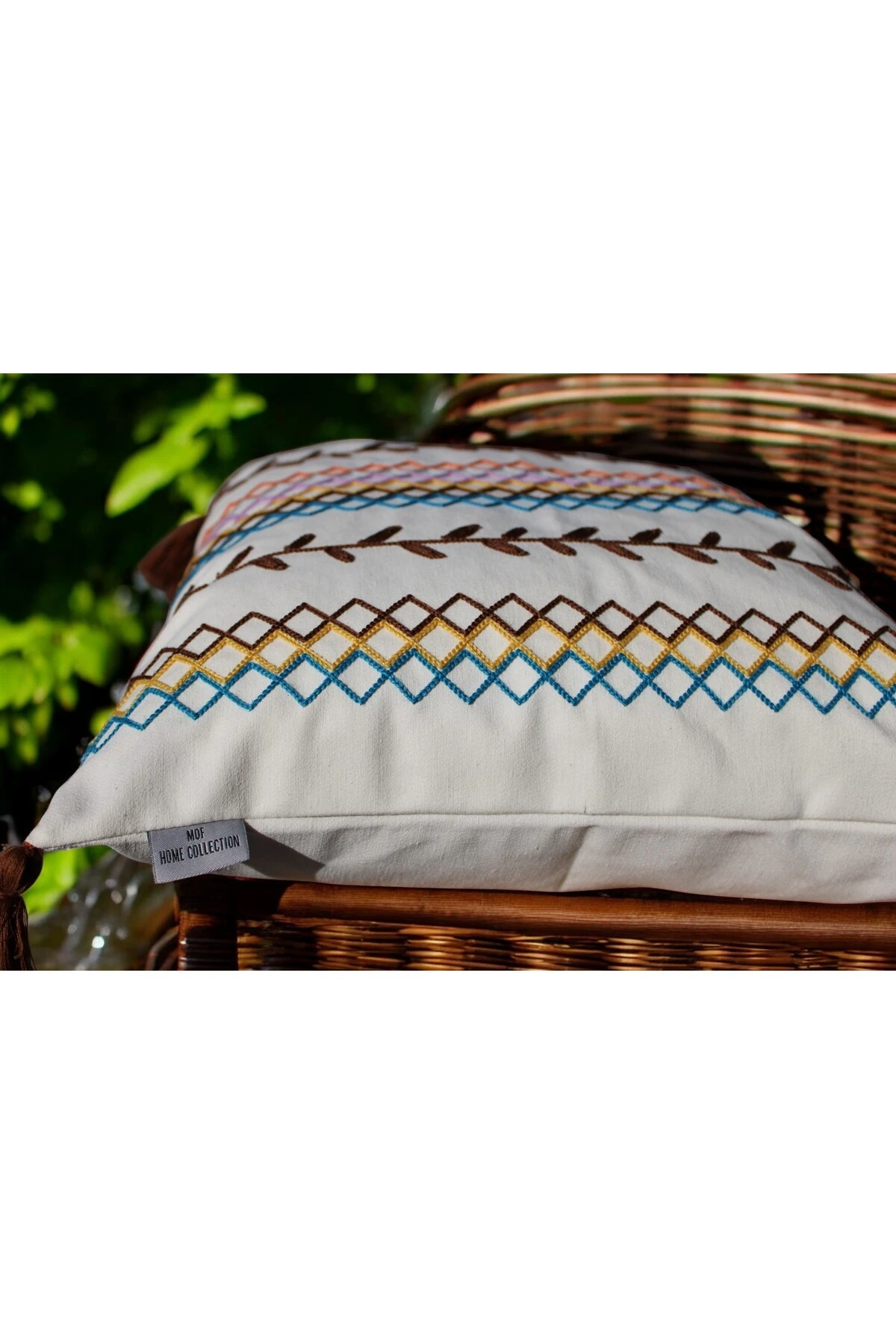 Mof Home Collection Etnik Desen Püsküllü Punch Kırlent Kılıfı