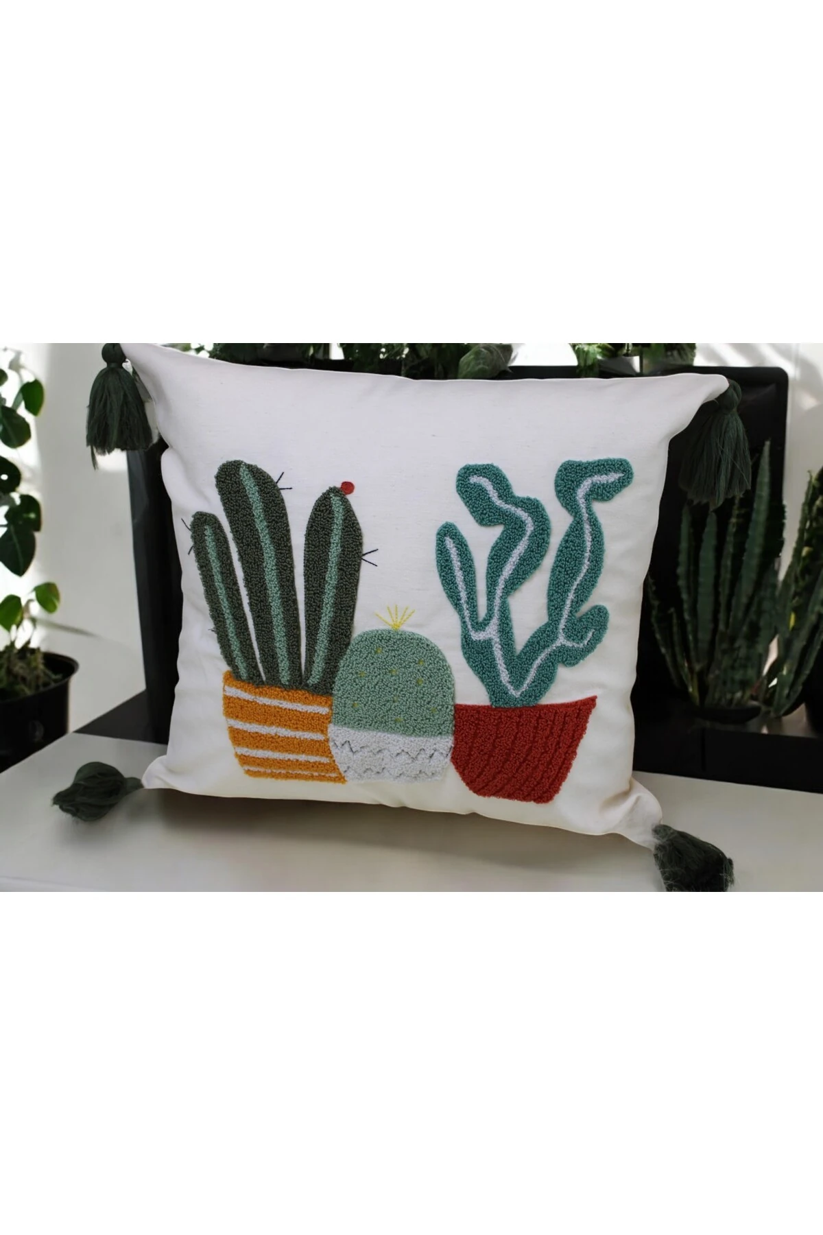 Mof Home Collection Kaktüs Desen Punch Kırlent Kılıfı