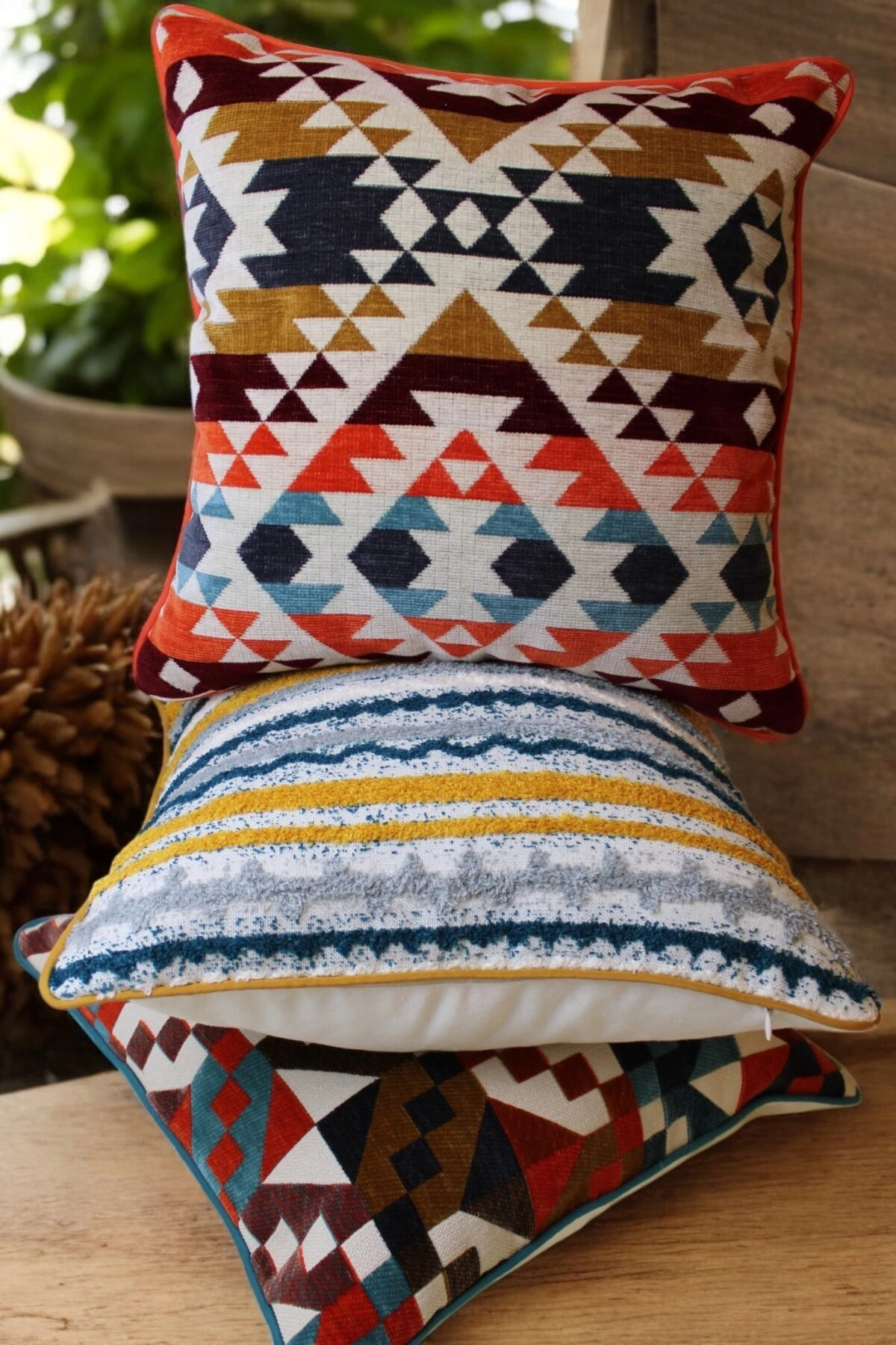 Mof Home Collection Çift Taraflı Etnik Biyeli Kırlent Kılıfı