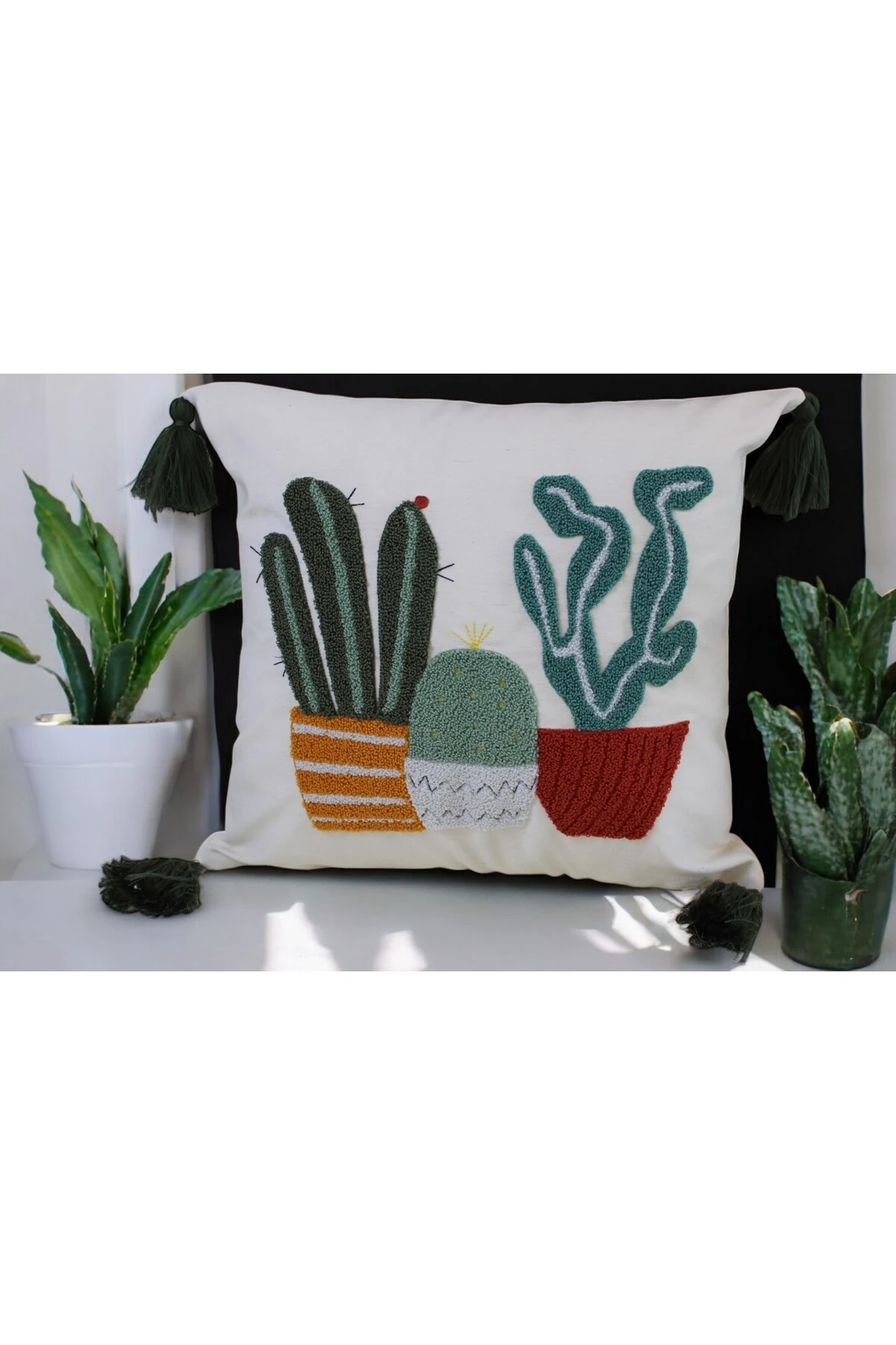 Mof Home Collection Kaktüs Desen Punch Kırlent Kılıfı