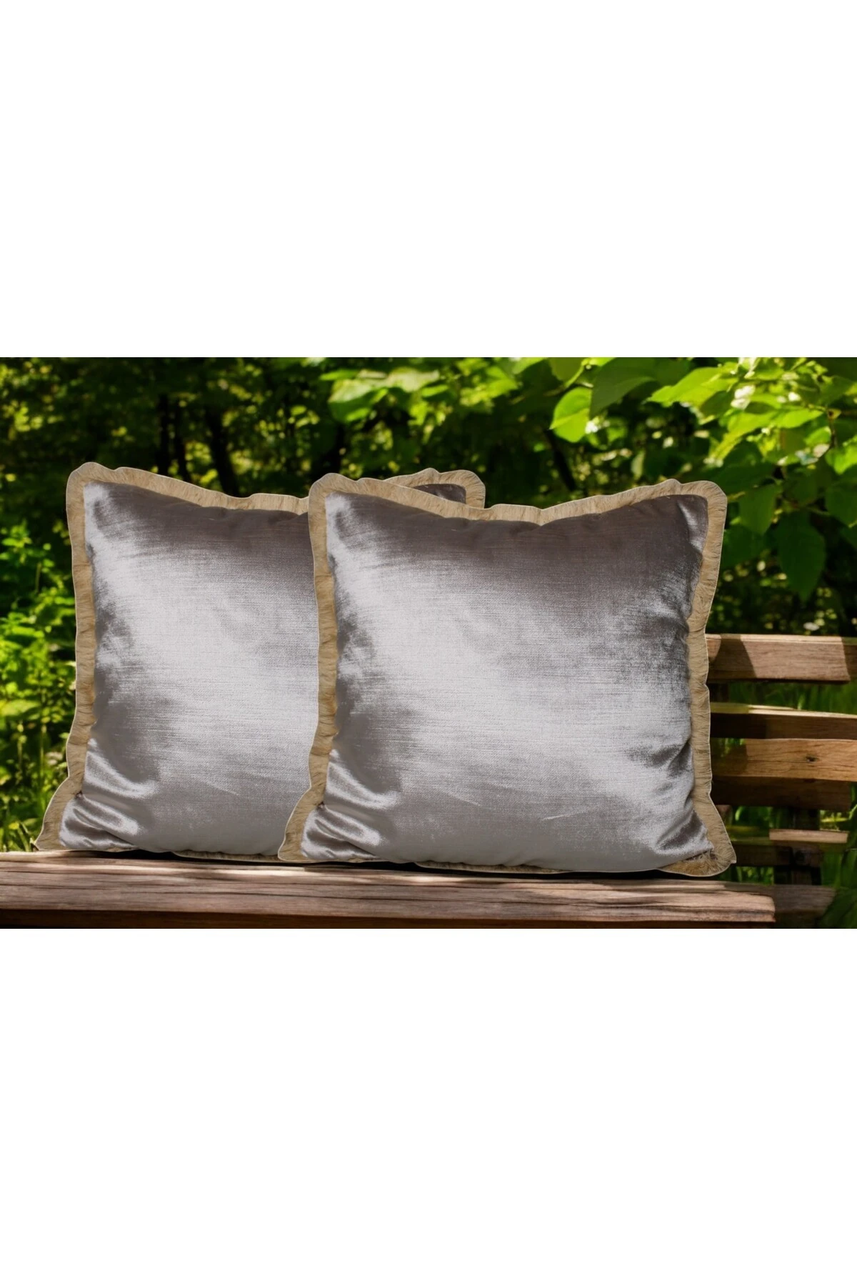 Mof Home Collection Kadife Saçaklı Kırlent Kılıfı - 2’li Set |