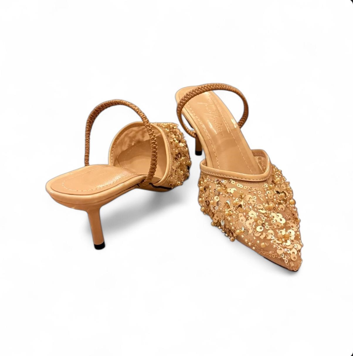 TULİP GOLD SİVRİ BURUN PULLU STİLETTO