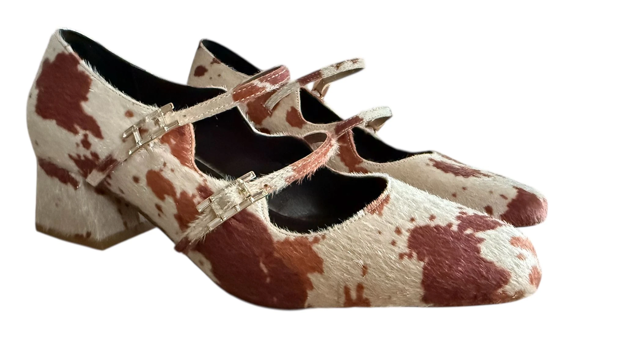 CİNNAMON Tüylü Kare Burun Kısa Topuk Ayakkabı