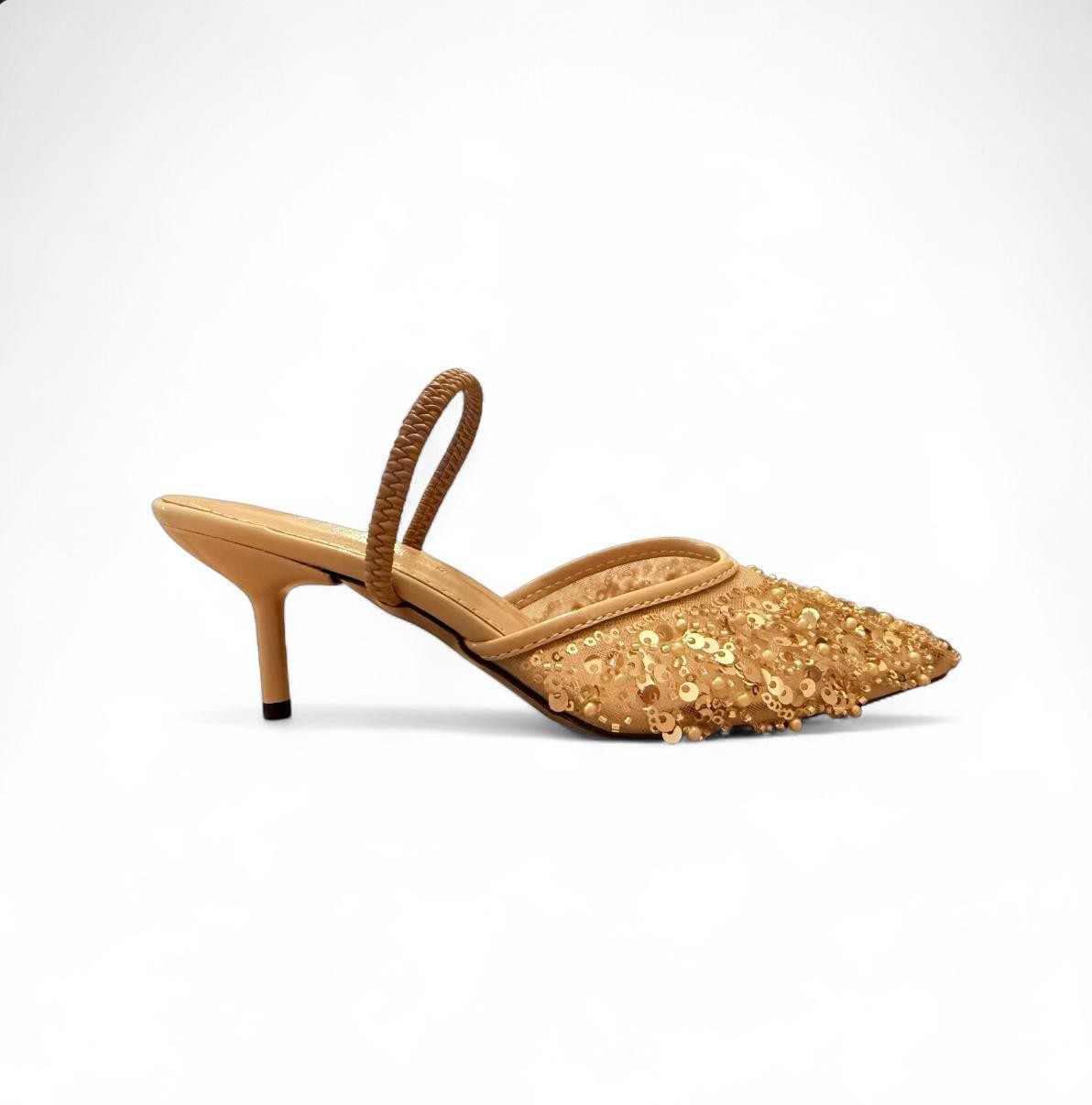 TULİP GOLD SİVRİ BURUN PULLU STİLETTO