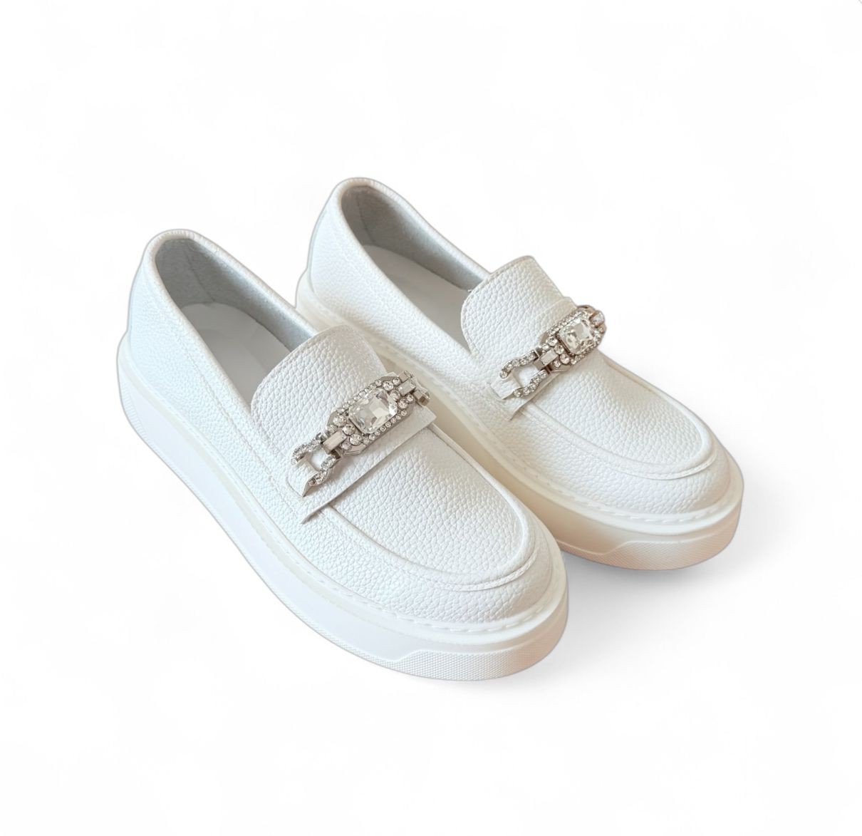 LİME BEYAZ BABET KADIN LOAFER AYAKKABI