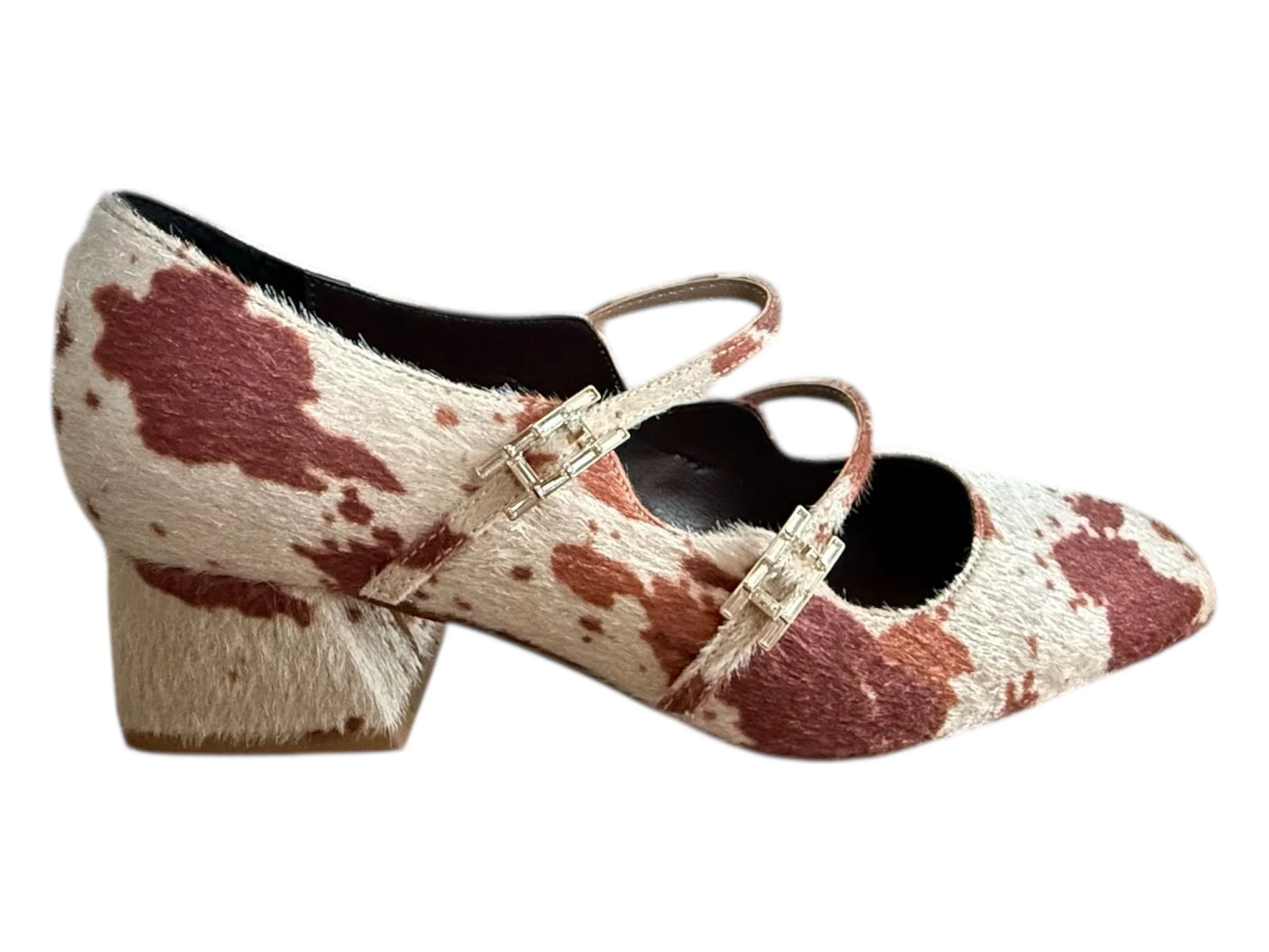 CİNNAMON Tüylü Kare Burun Kısa Topuk Ayakkabı