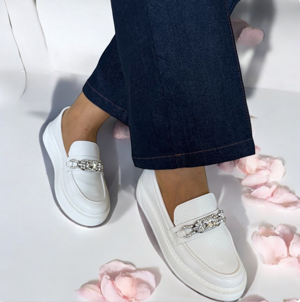 LİME BEYAZ BABET KADIN LOAFER AYAKKABI