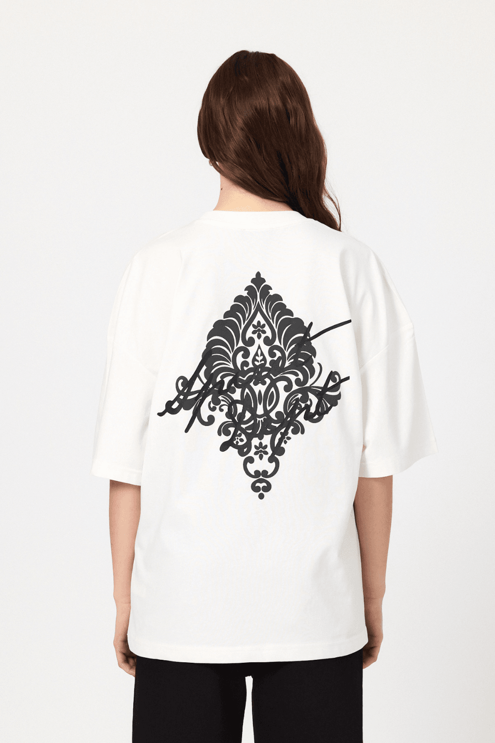 Arabesque Oversize T-Shirt  - Beyaz