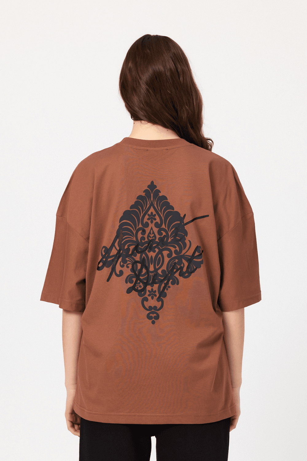 Arabesque Oversize T-Shirt  - Kahverengi