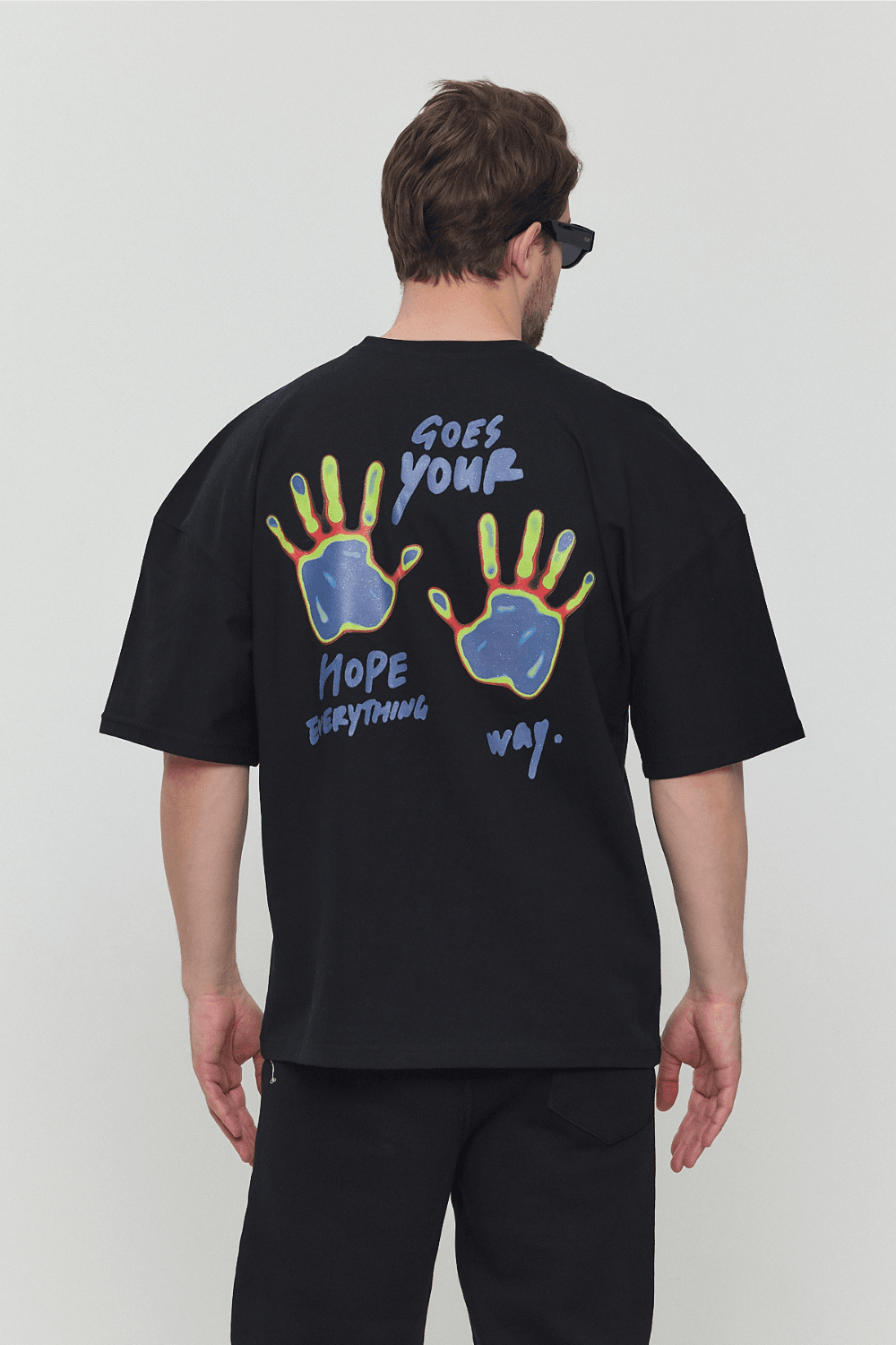 Hope Hands Oversize T-Shirt  - Siyah