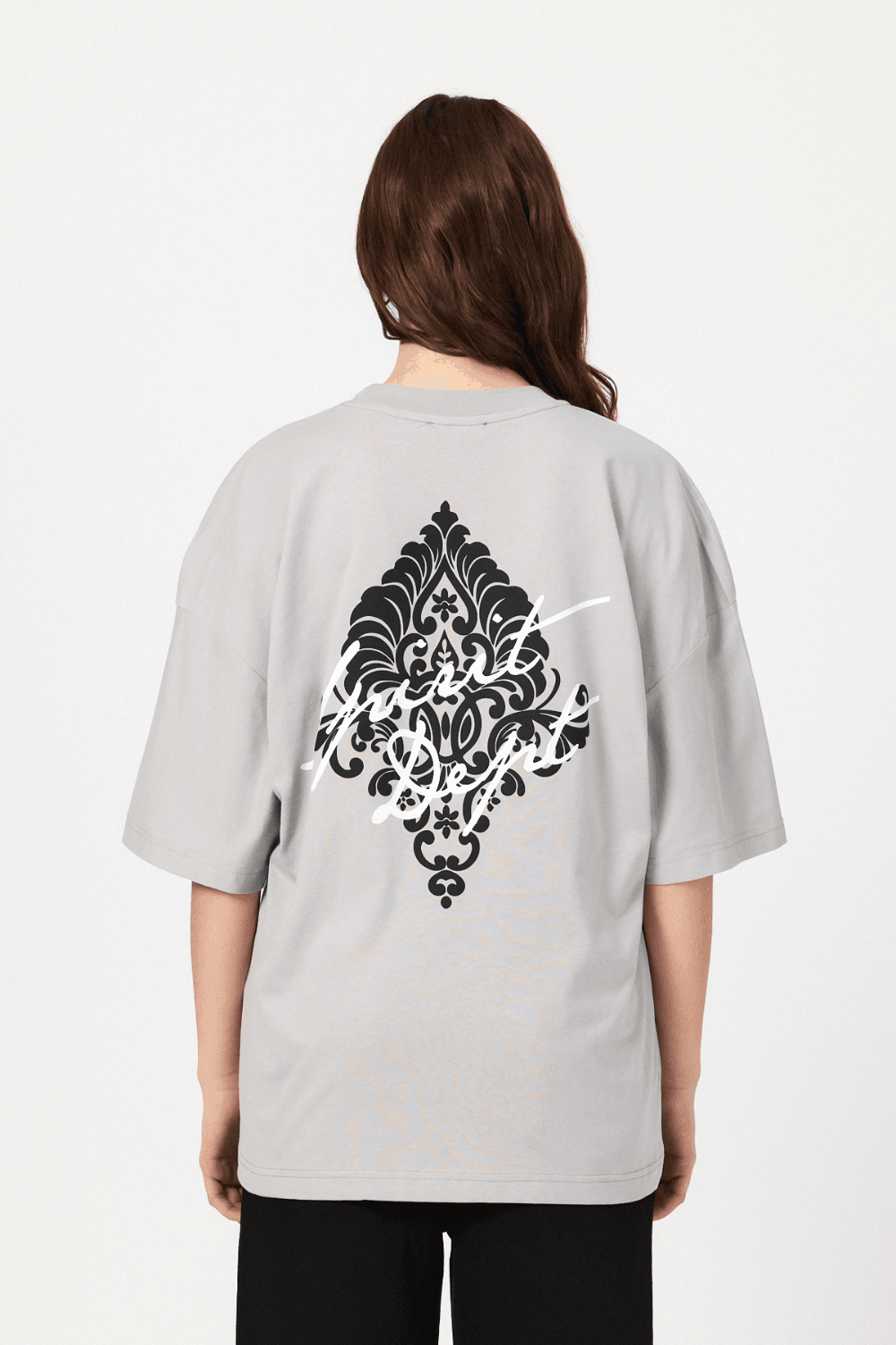 Arabesque Oversize T-Shirt  - Açık Gri