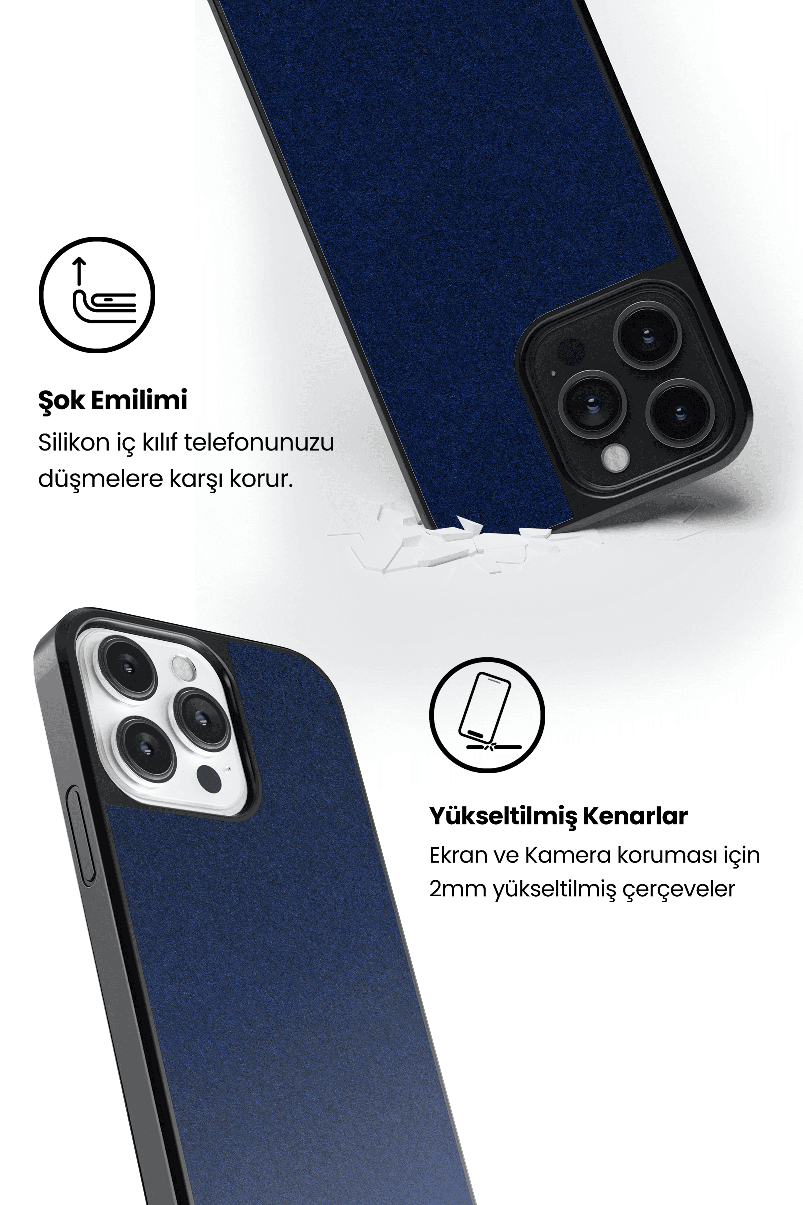 Lacivert Alcera iPhone Telefon Kılıfı