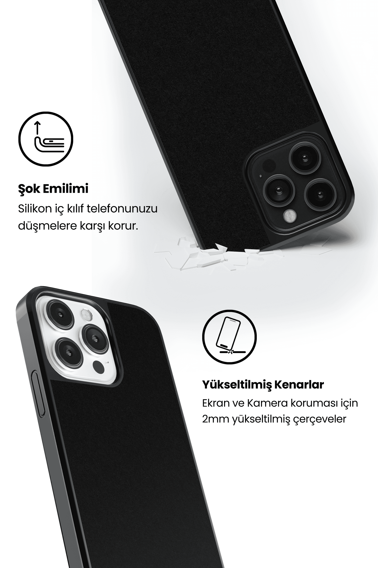 Siyah Alcera iPhone Telefon Kılıfı