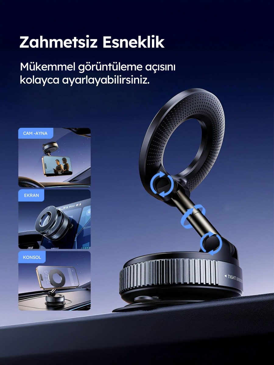 360 Derece Dönebilen Vakum Özellikli Manyetik Telefon Tutucu