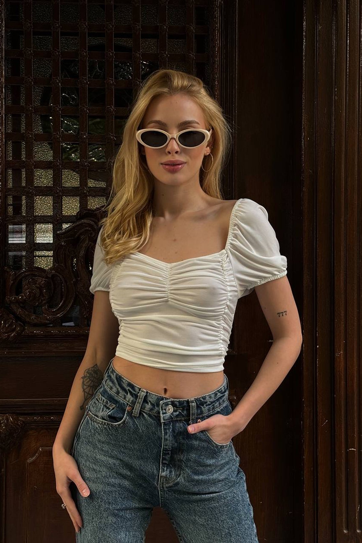 Önü Büzgülü Crop Top