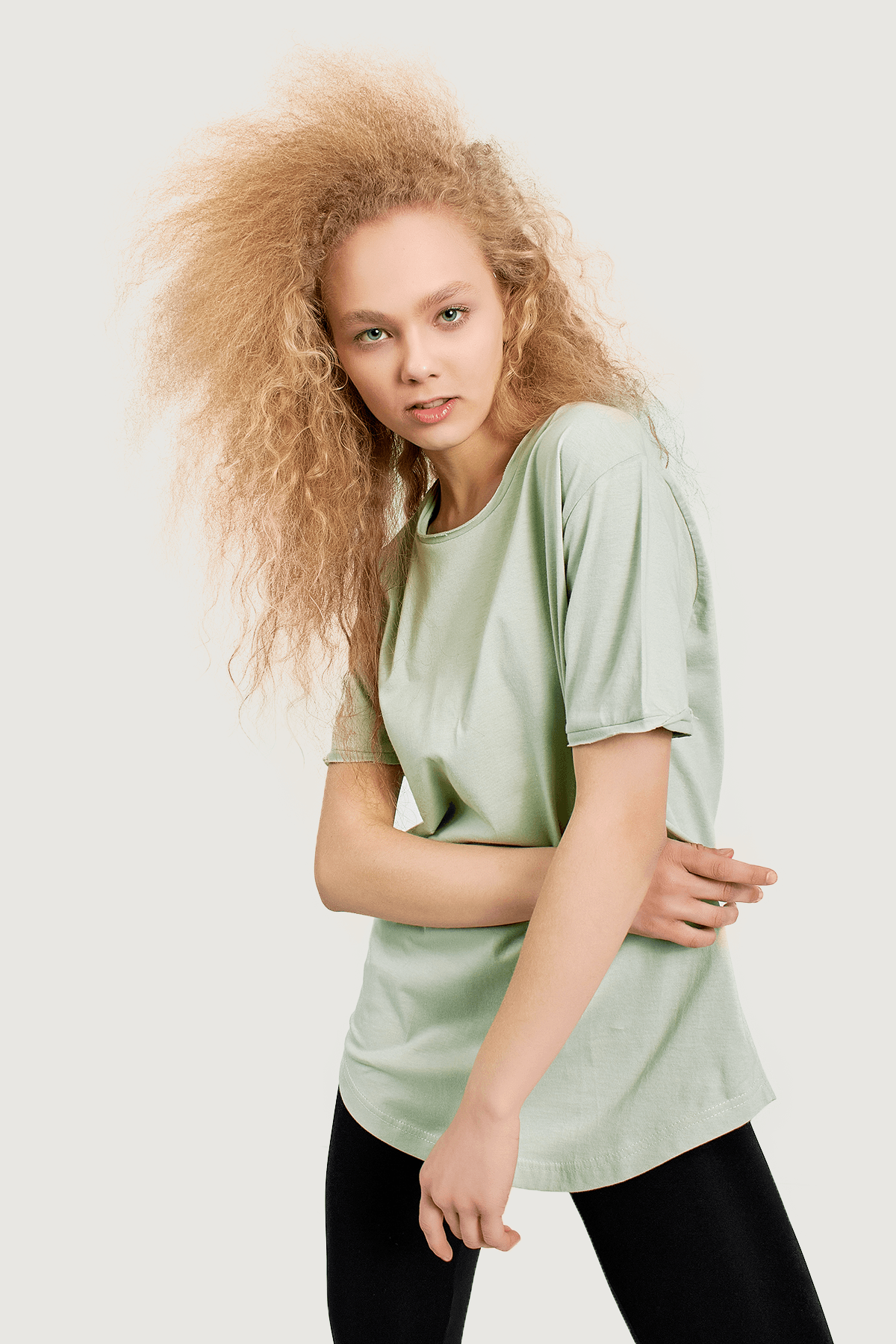 T-shirt basique coupe ample vert d'eau pour femme