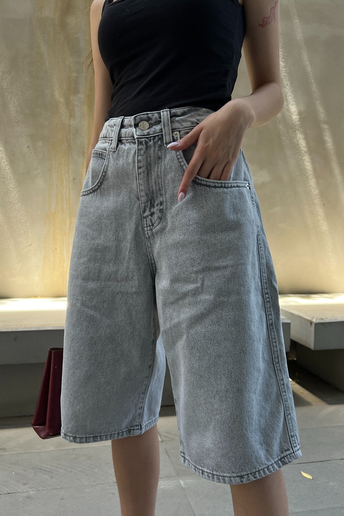 Baggy Denim Bermuda Şort