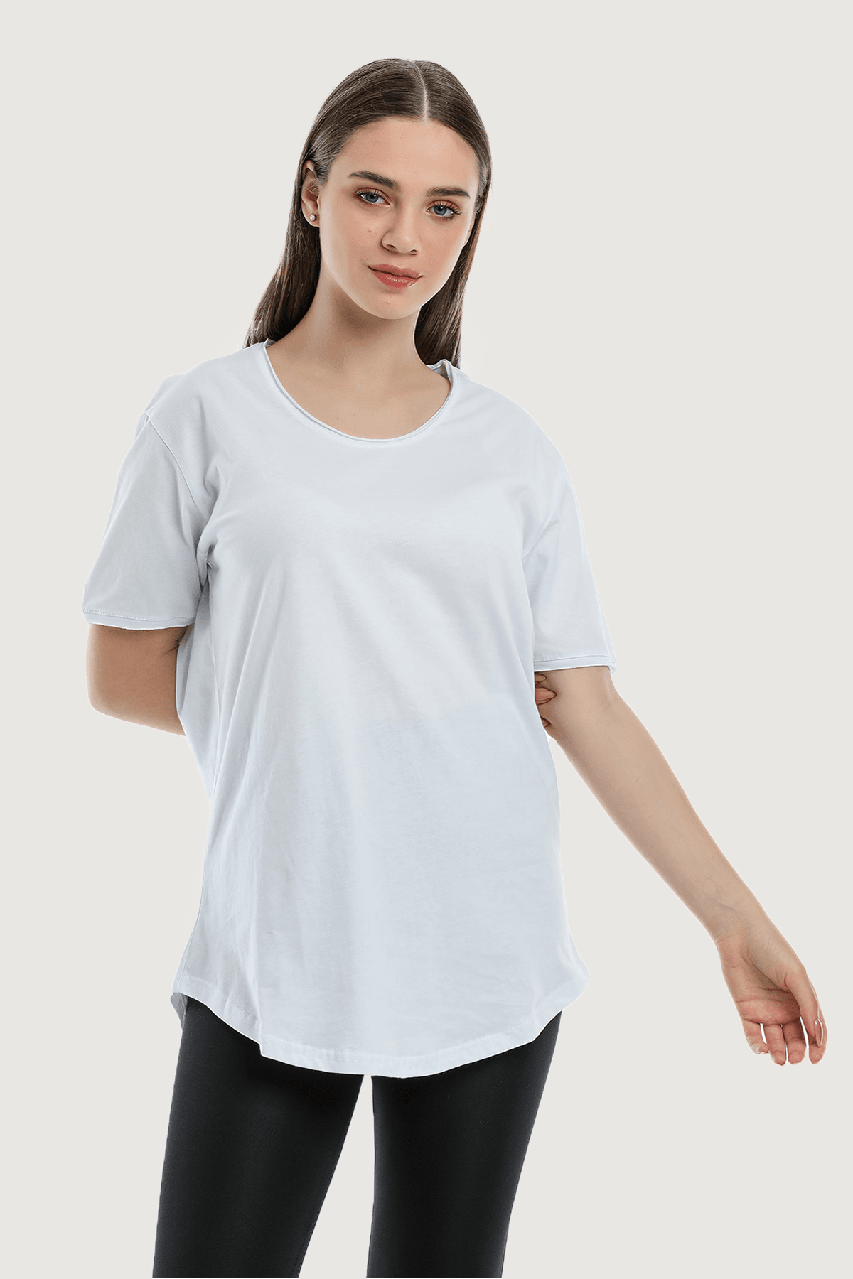 Women's White Loose Casual Cut Basic T-shirt - White