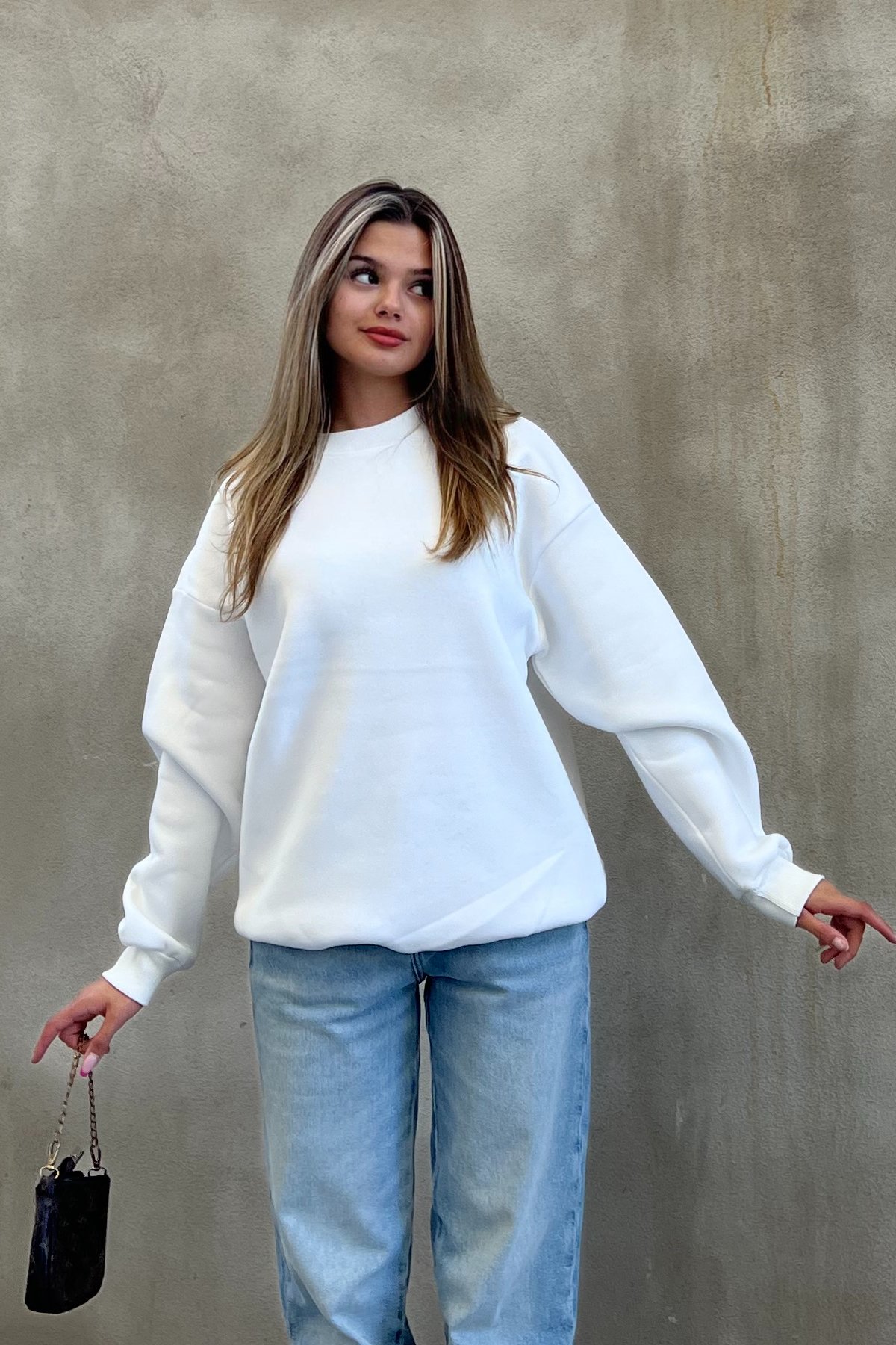 Bisiklet Yaka Basic Sweatshirt