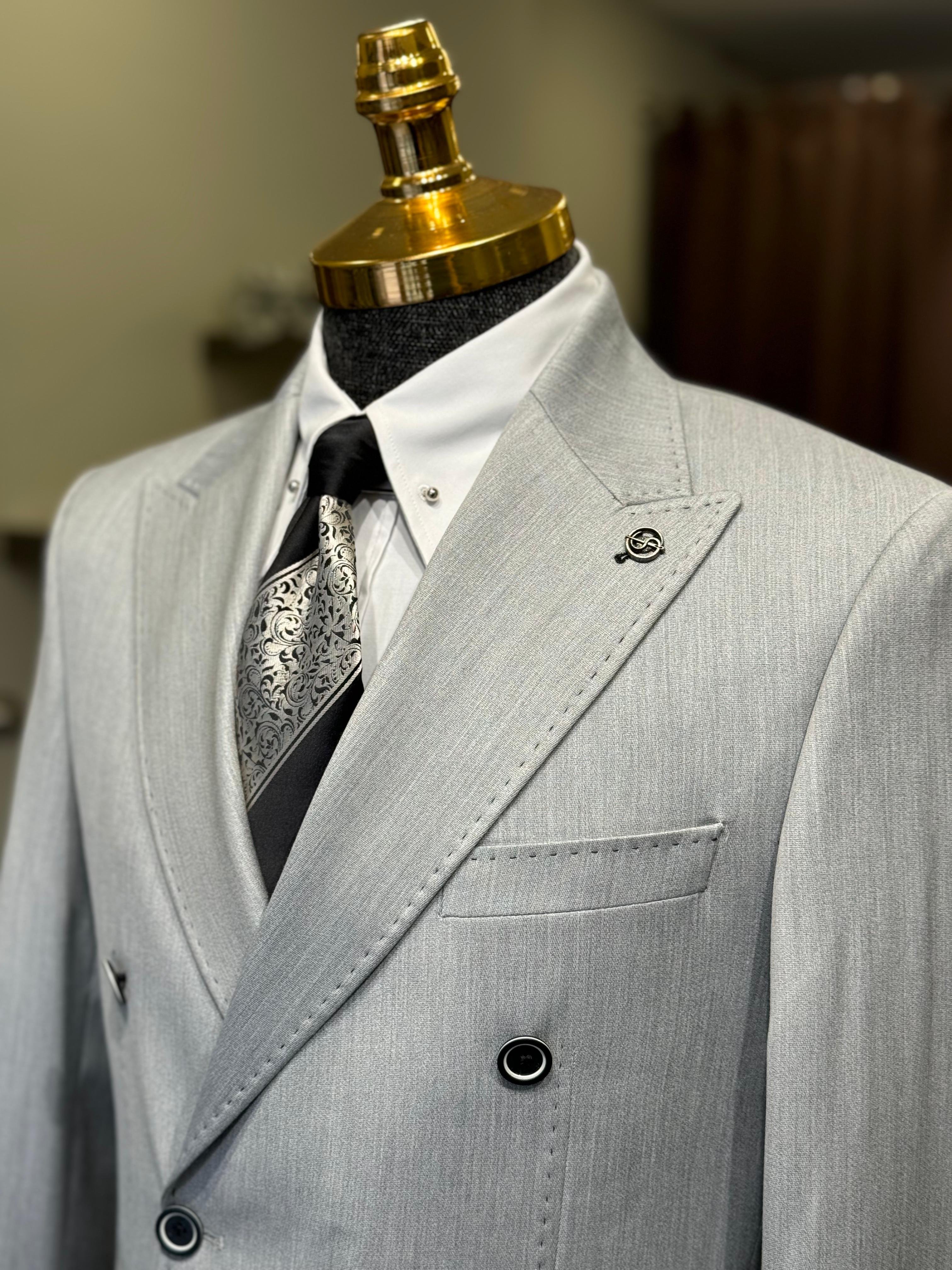 Slim Fit İtalyan Kesim Kruvaze Takım Elbise 
