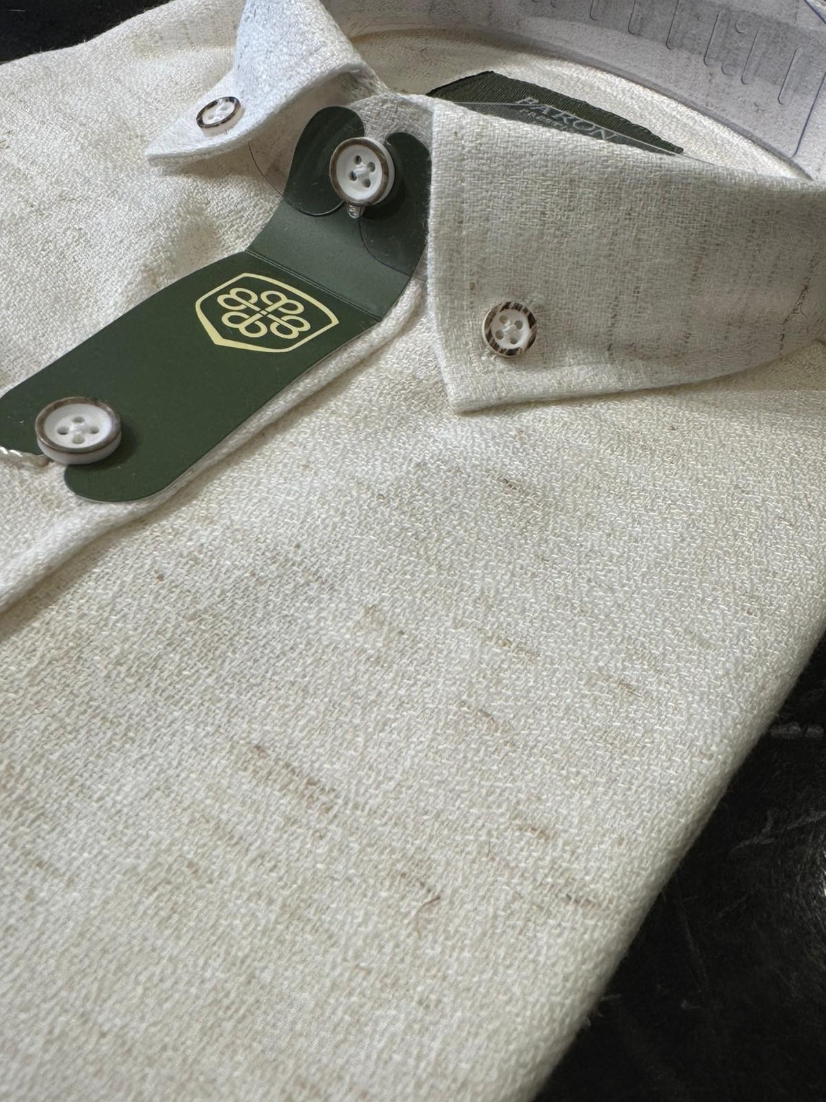 Slim Fit Uzun Kollu Keten Gömlek - Mavi
