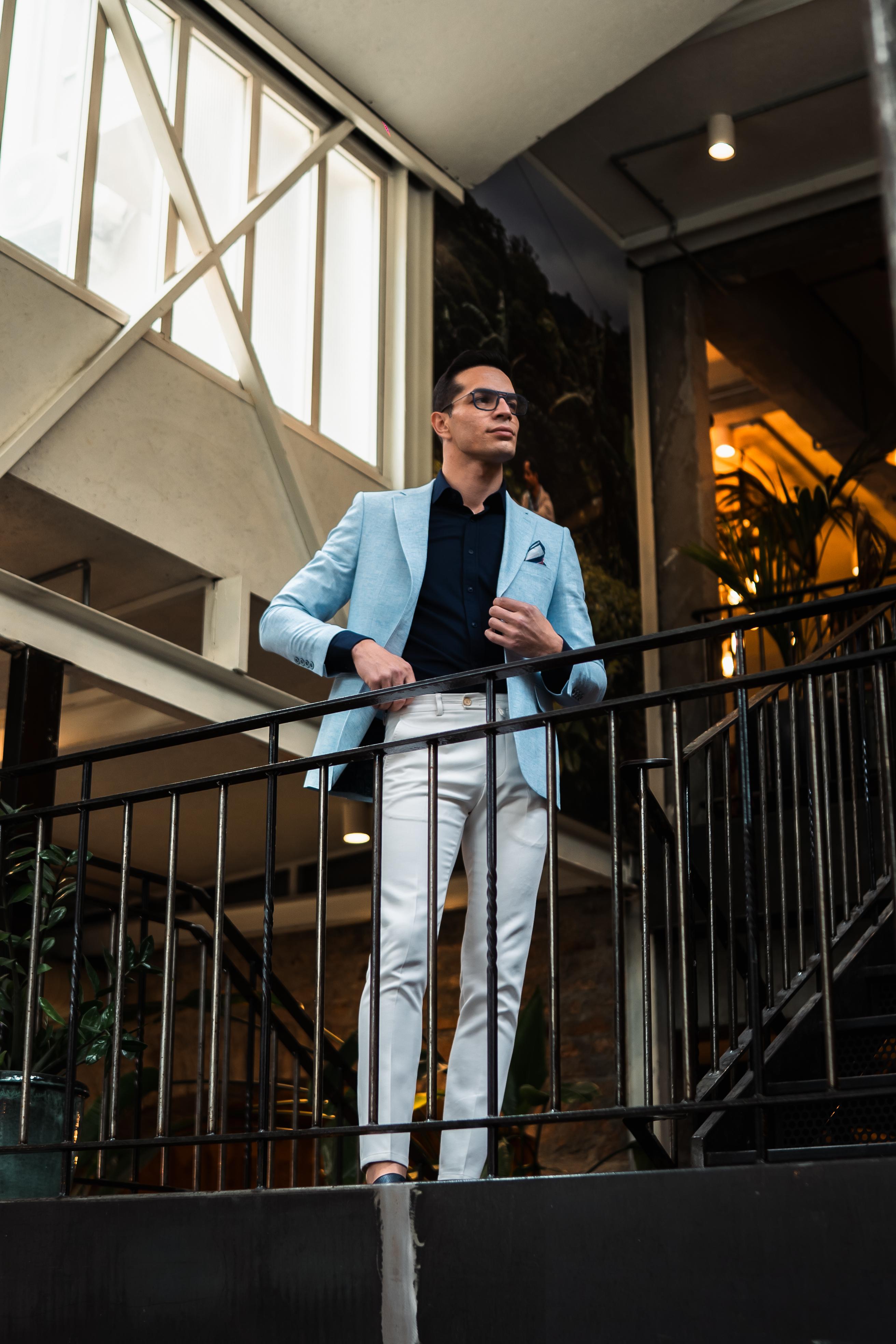 Kırçıllı Desen Slim Fit Mono Yaka Ceket 