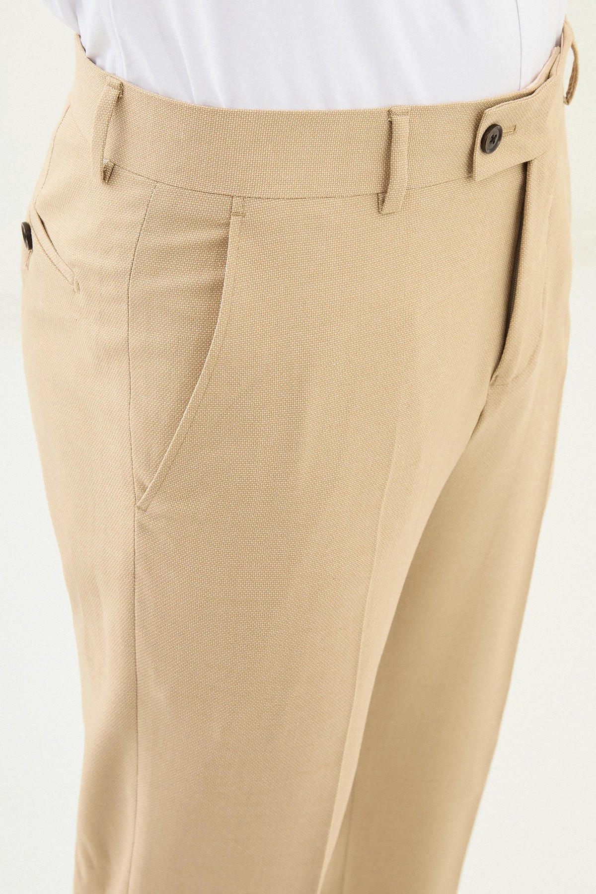 Düz Slim Fit Klasik Pantolon  - Bej