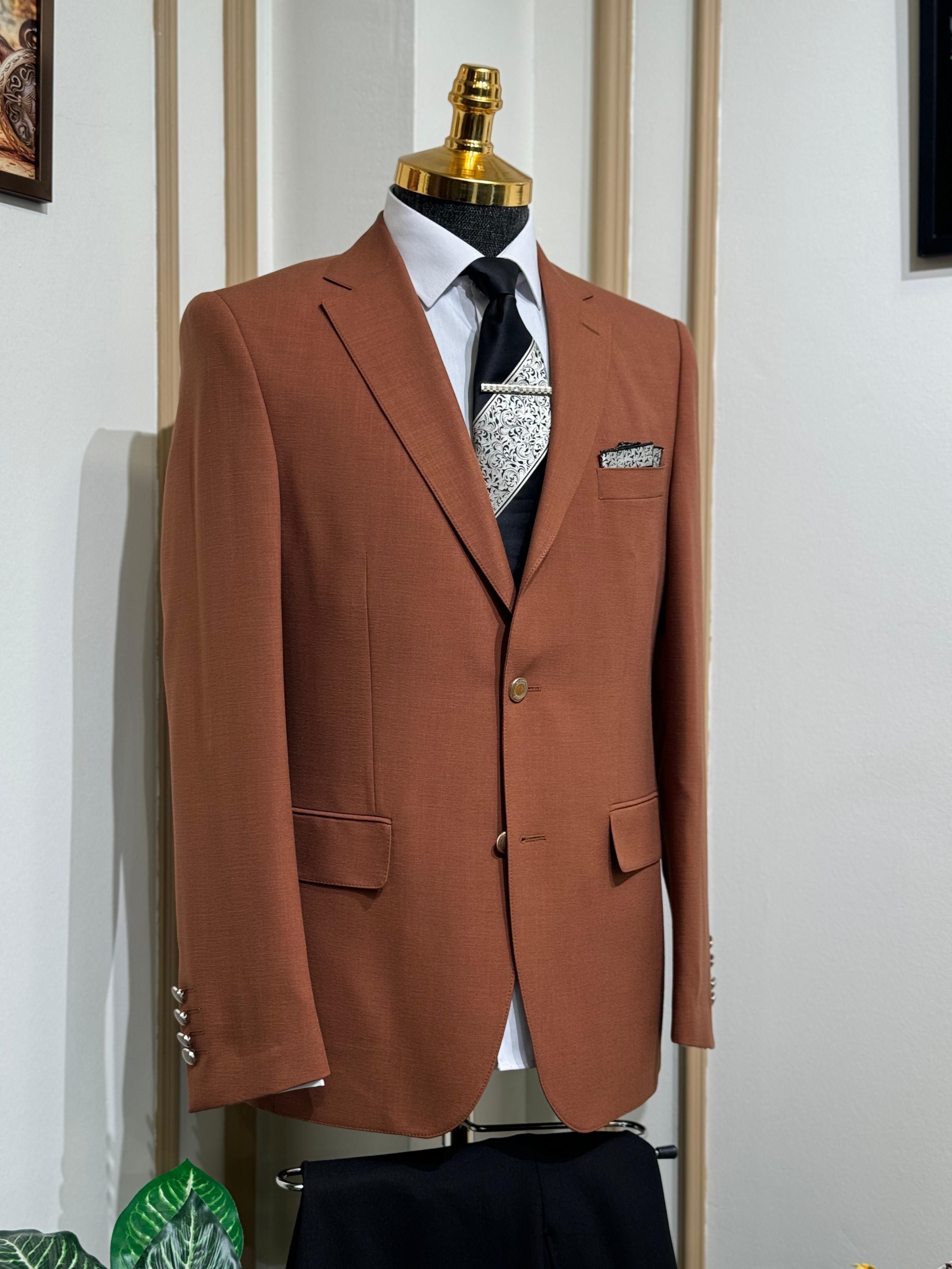 Düz Slim Fit Mono Yaka Ceket