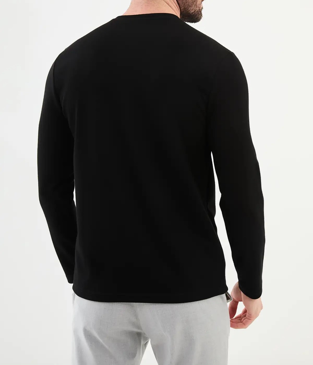 Desenli Slim Fit Bisiklet Yaka Triko  - Siyah