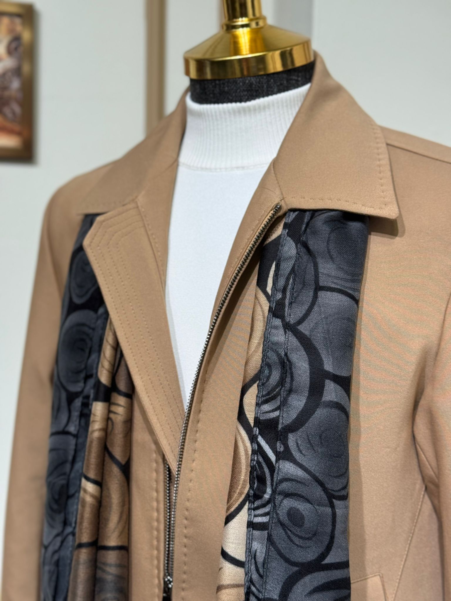 Çift Fermuar Detaylı Slim Fit Nubuk Mevsimlik Mont