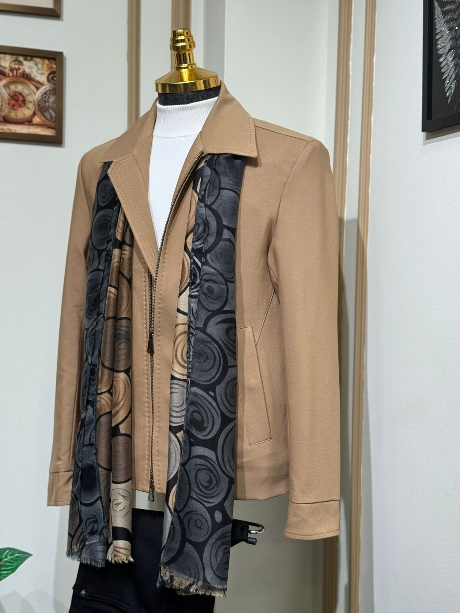 Çift Fermuar Detaylı Slim Fit Nubuk Mevsimlik Mont