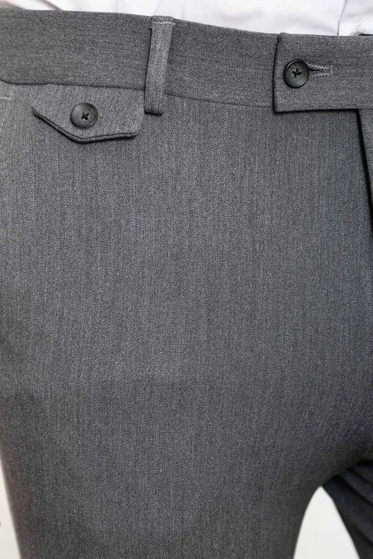 Düz Super Slim Fit Erkek Pantolon - Siyah - Gri
