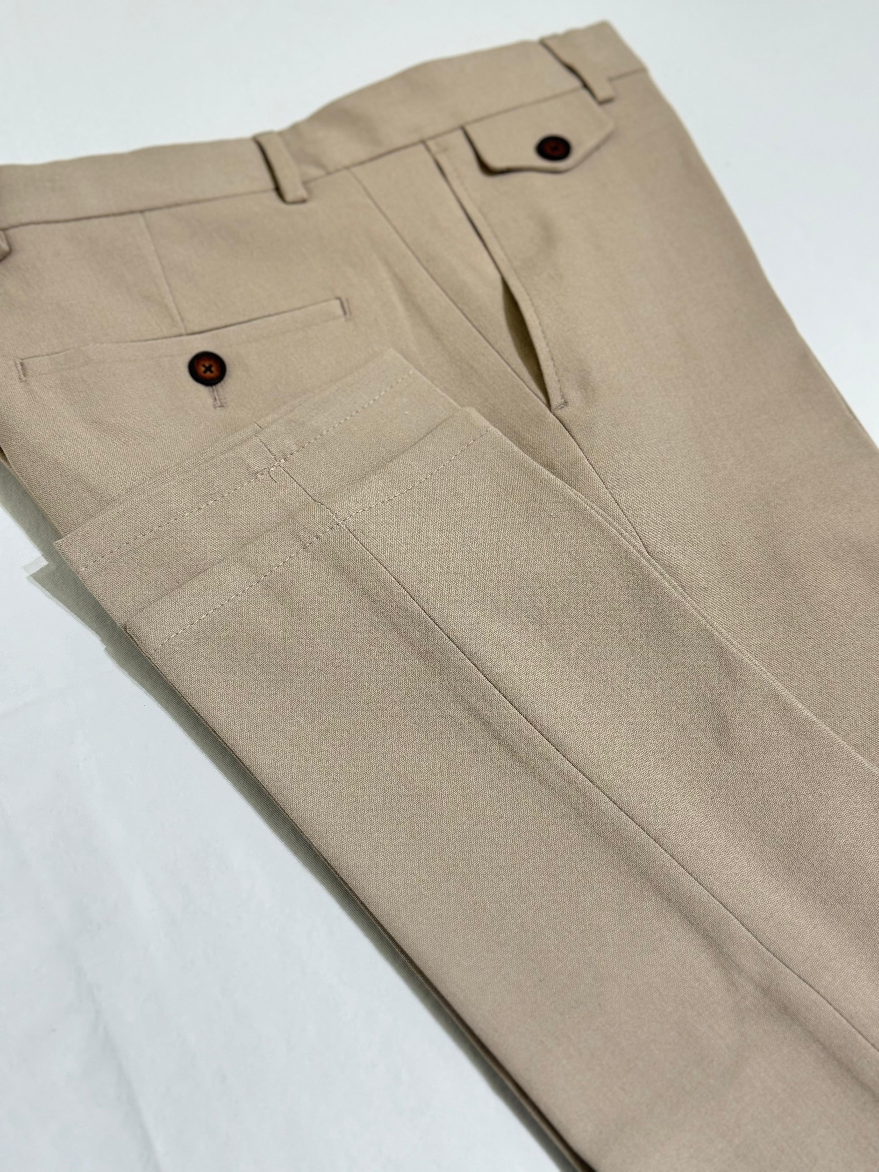 Düz Super Slim Fit Erkek Pantolon - Siyah - Bej