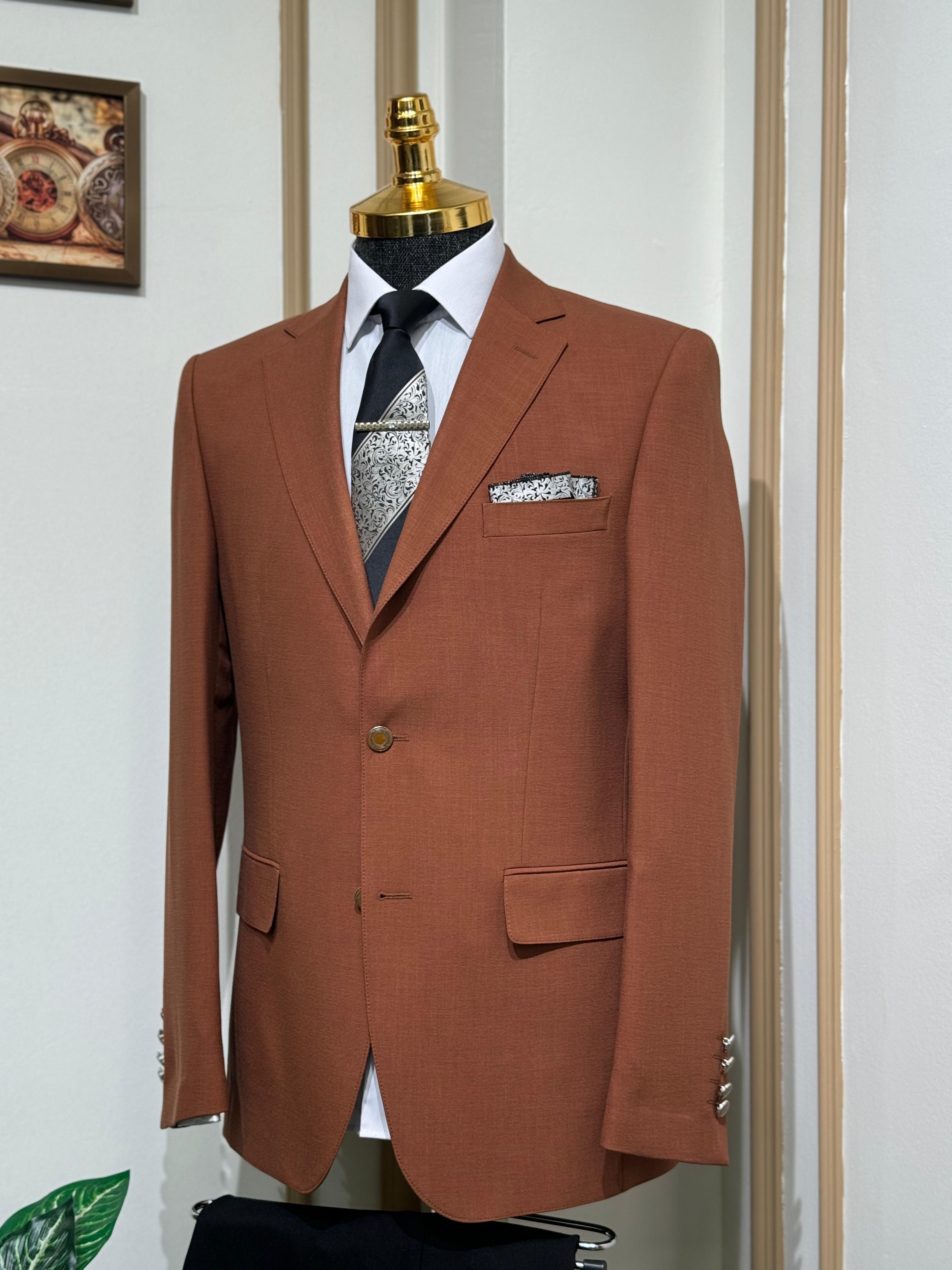 Düz Slim Fit Mono Yaka Ceket