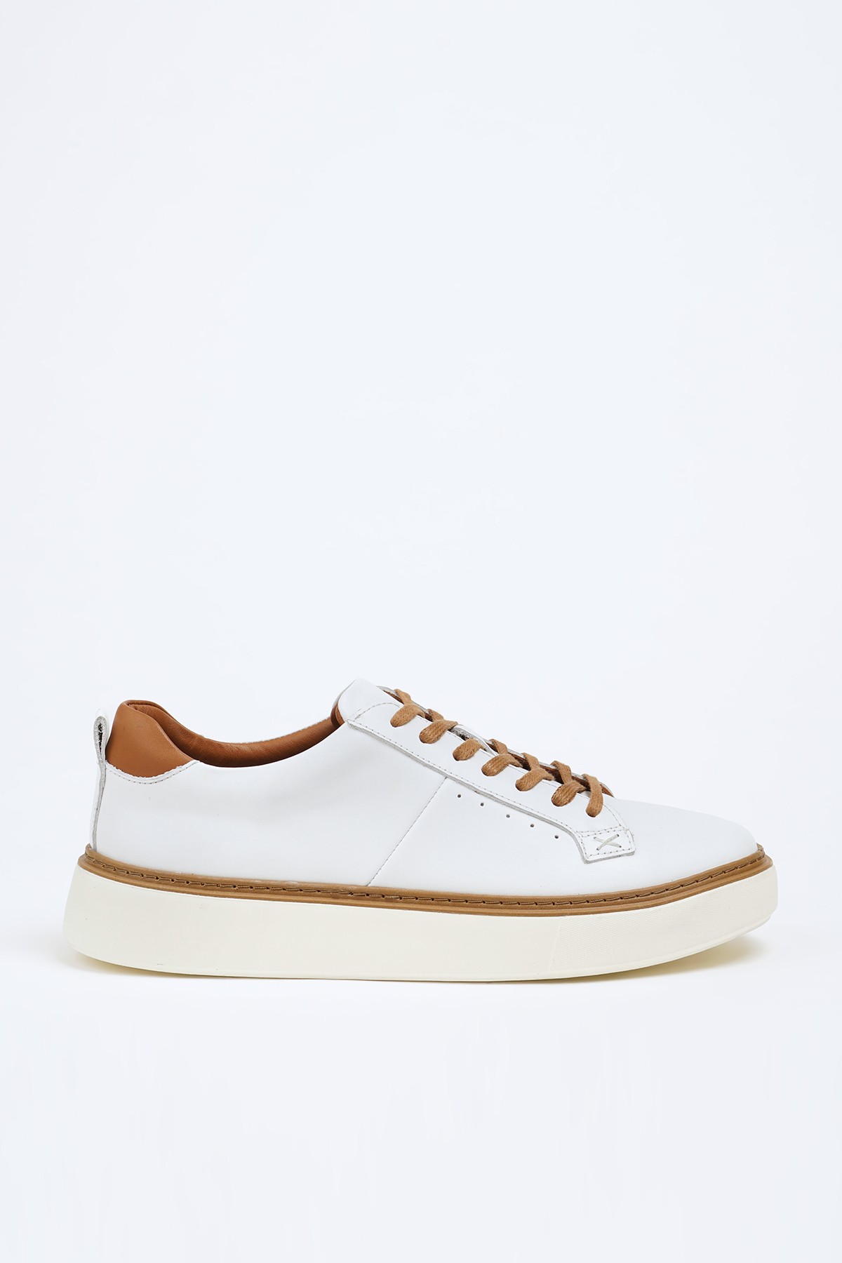 Özel Tasarım Hakiki Natural Deri İthal Taban Sneaker Ayakkabı  - Beyaz