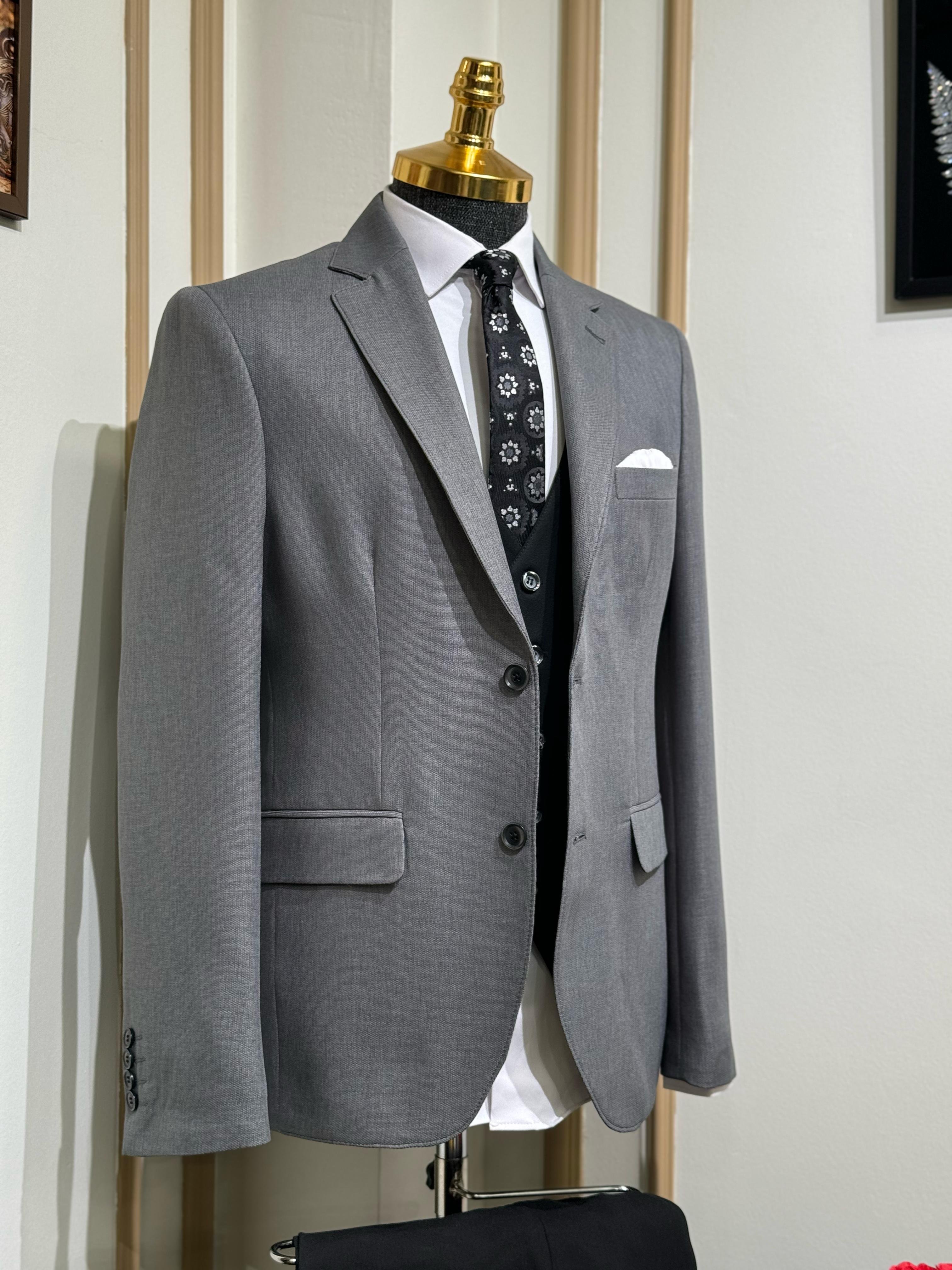 Düz Slim Fit Mono Yaka Ceket