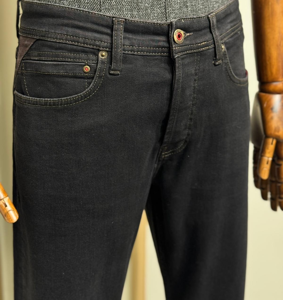 Slim Straight %100 Jean Likralı Siyah Kahve Kont Pantolon 