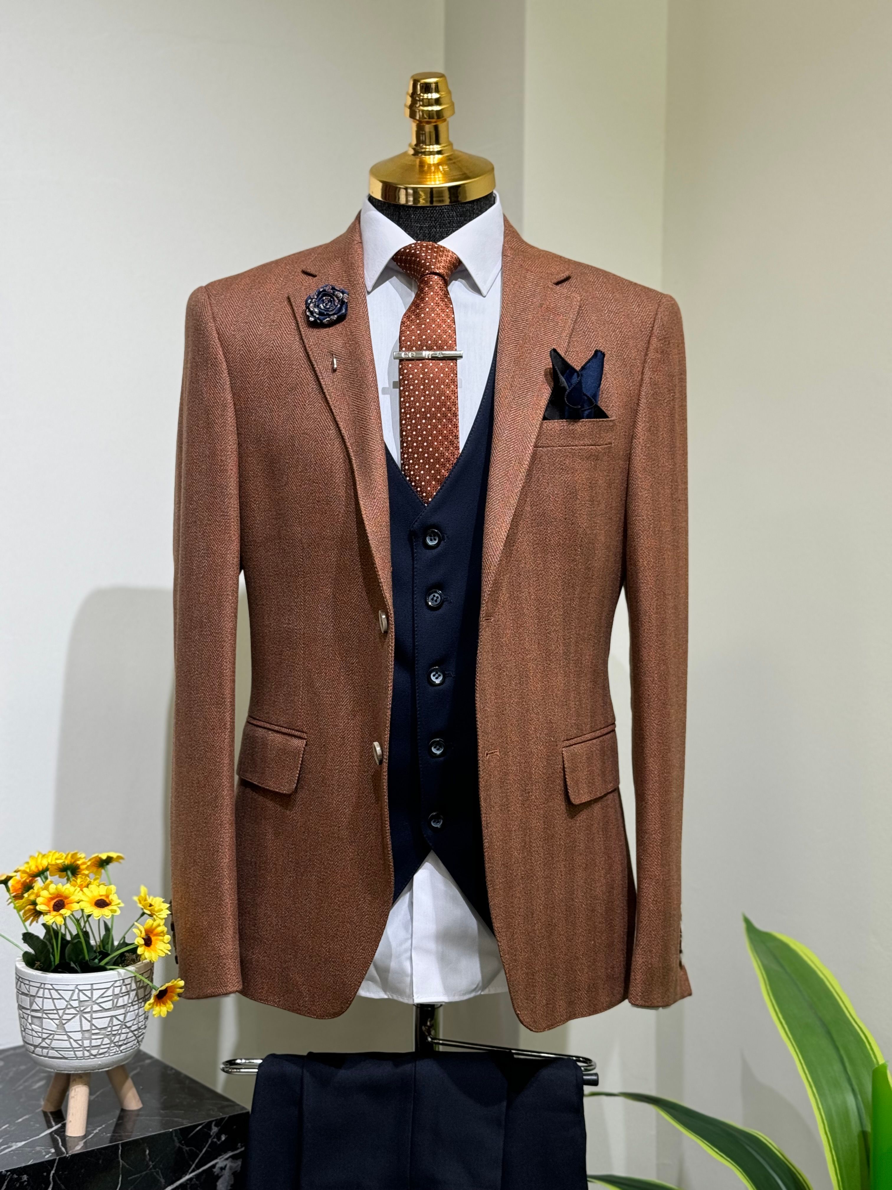 Taba Mono Yaka Blazer Ceket - Taba