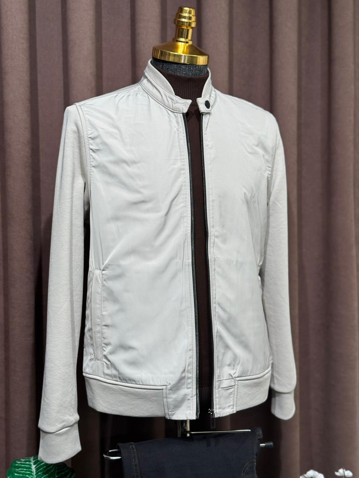 Penye Kol Detaylı Slim Fit Mevsimlik Mont  - Ekru