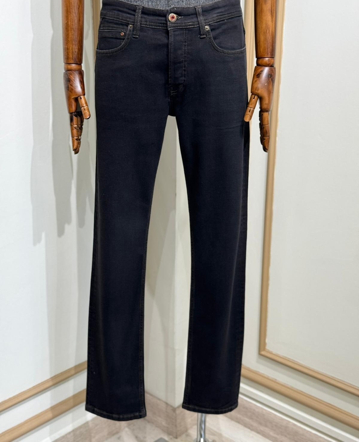 Slim Straight %100 Jean Likralı Siyah Kahve Kont Pantolon 