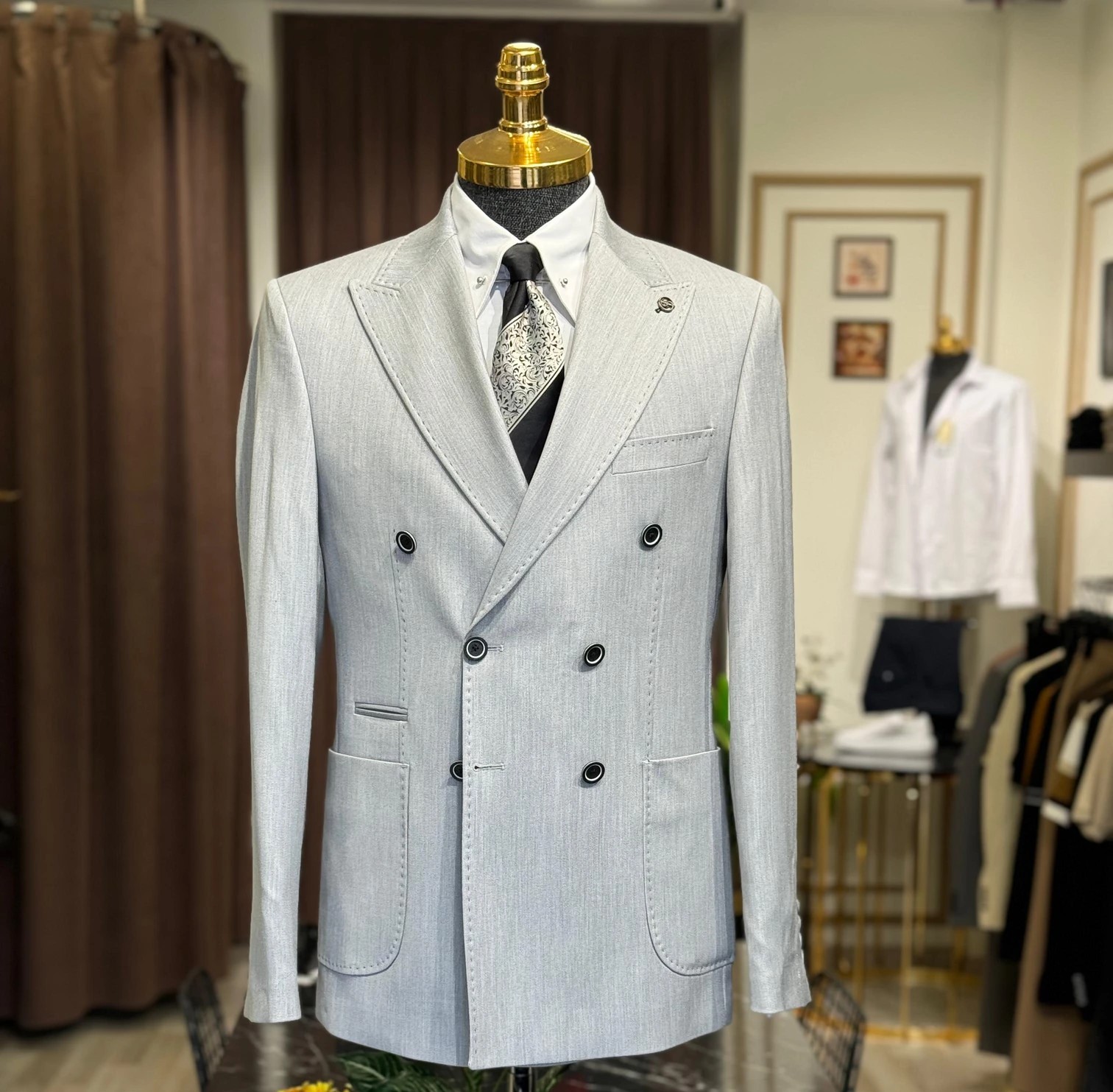 Slim Fit İtalyan Kesim Kruvaze Ceket 
