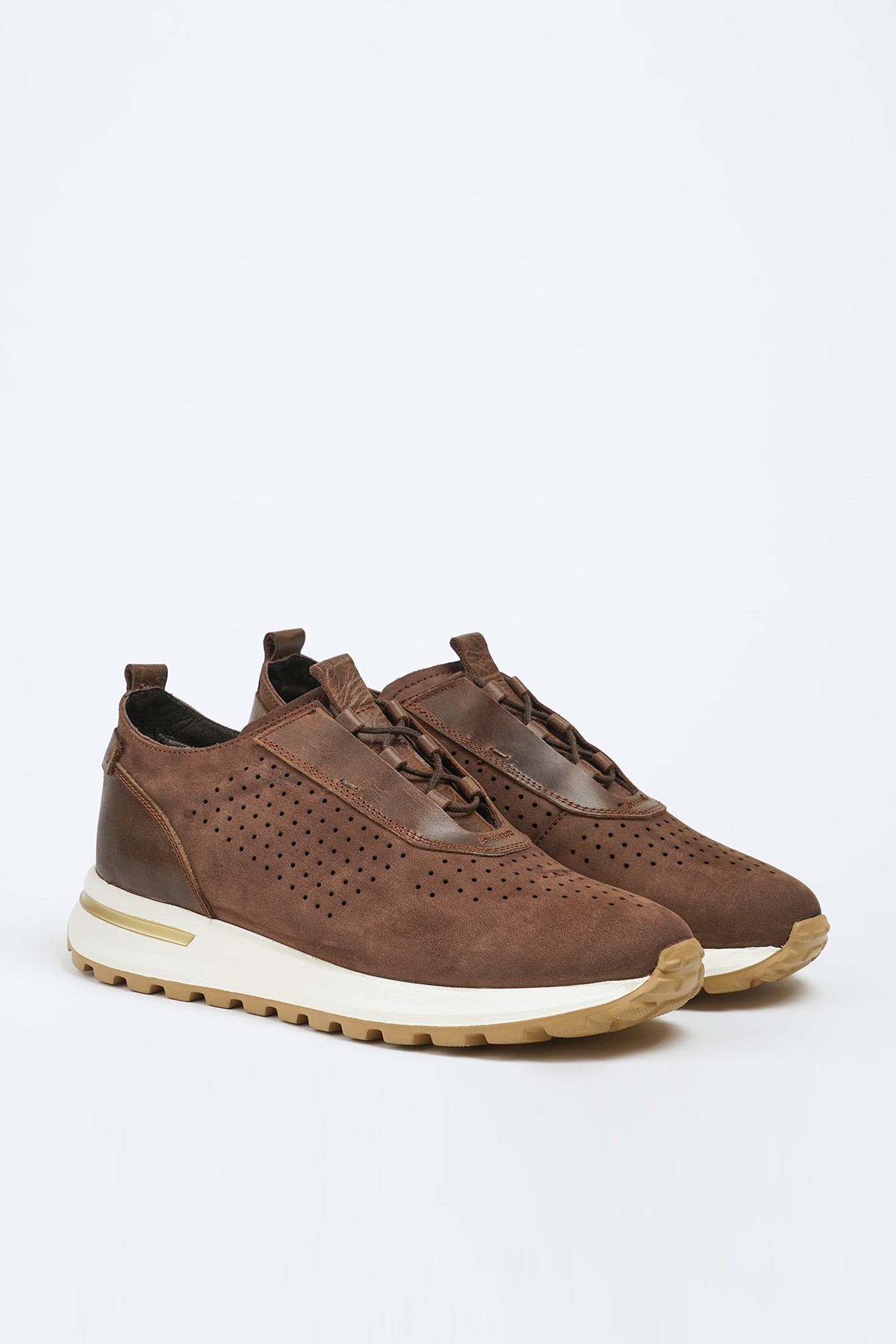Hakiki Süet Deri İthal Taban Sneaker Ayakkabı  - Kahverengi