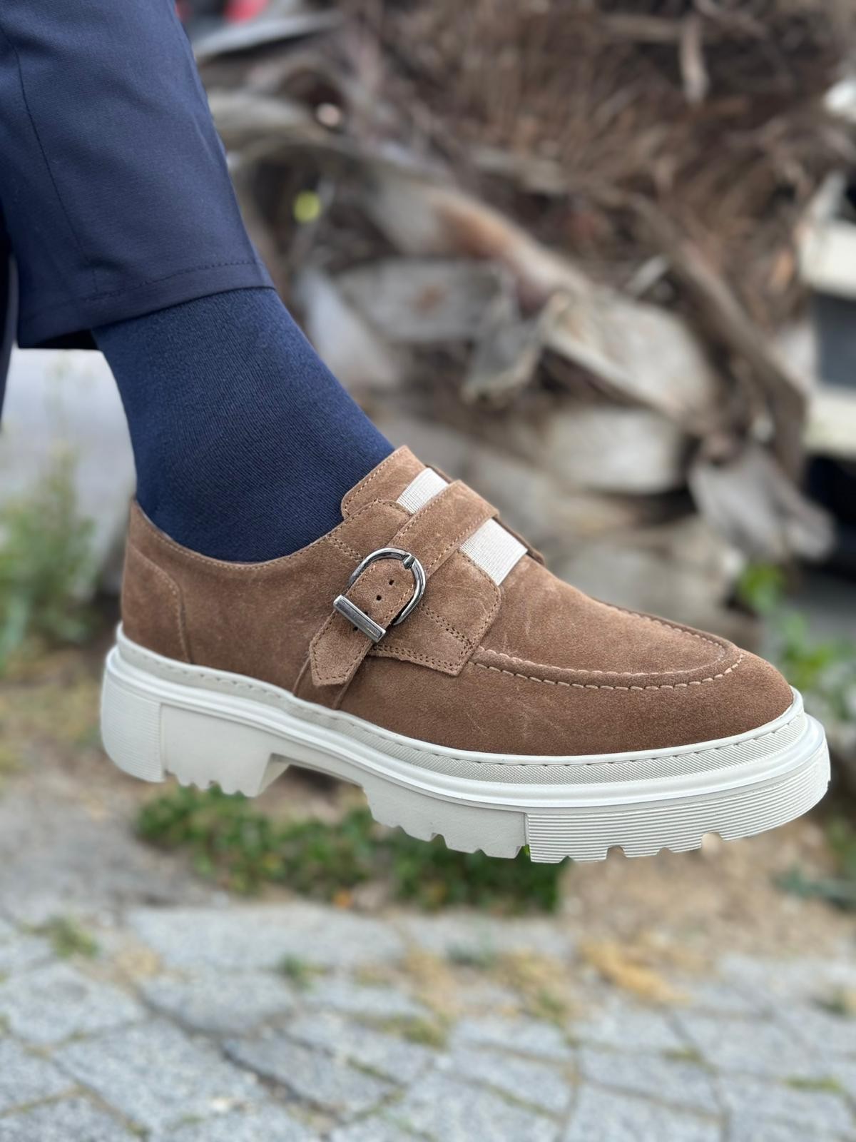 Süet Deri Eva Taban Toka Detaylı Casual Ayakkabı - Cappucino