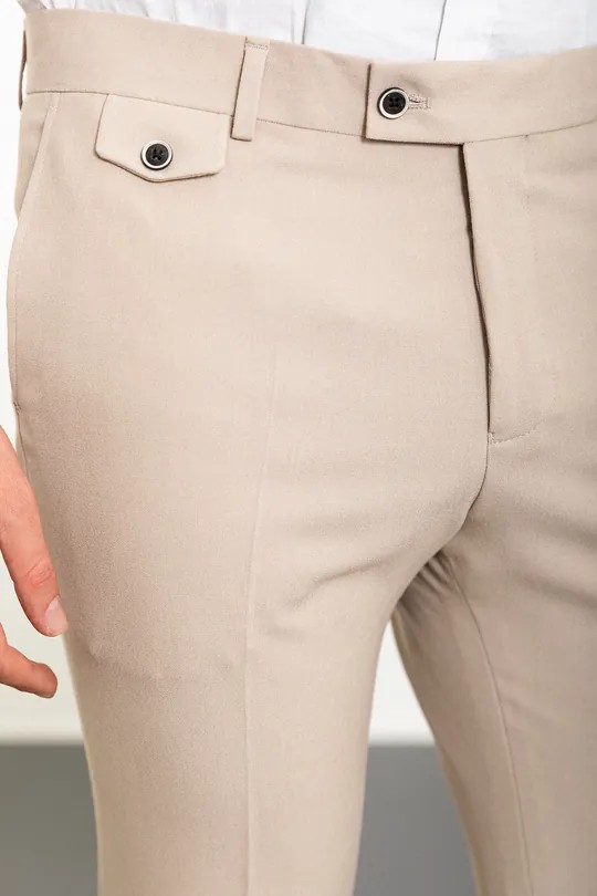 Düz Super Slim Fit Erkek Pantolon - Siyah - Bej