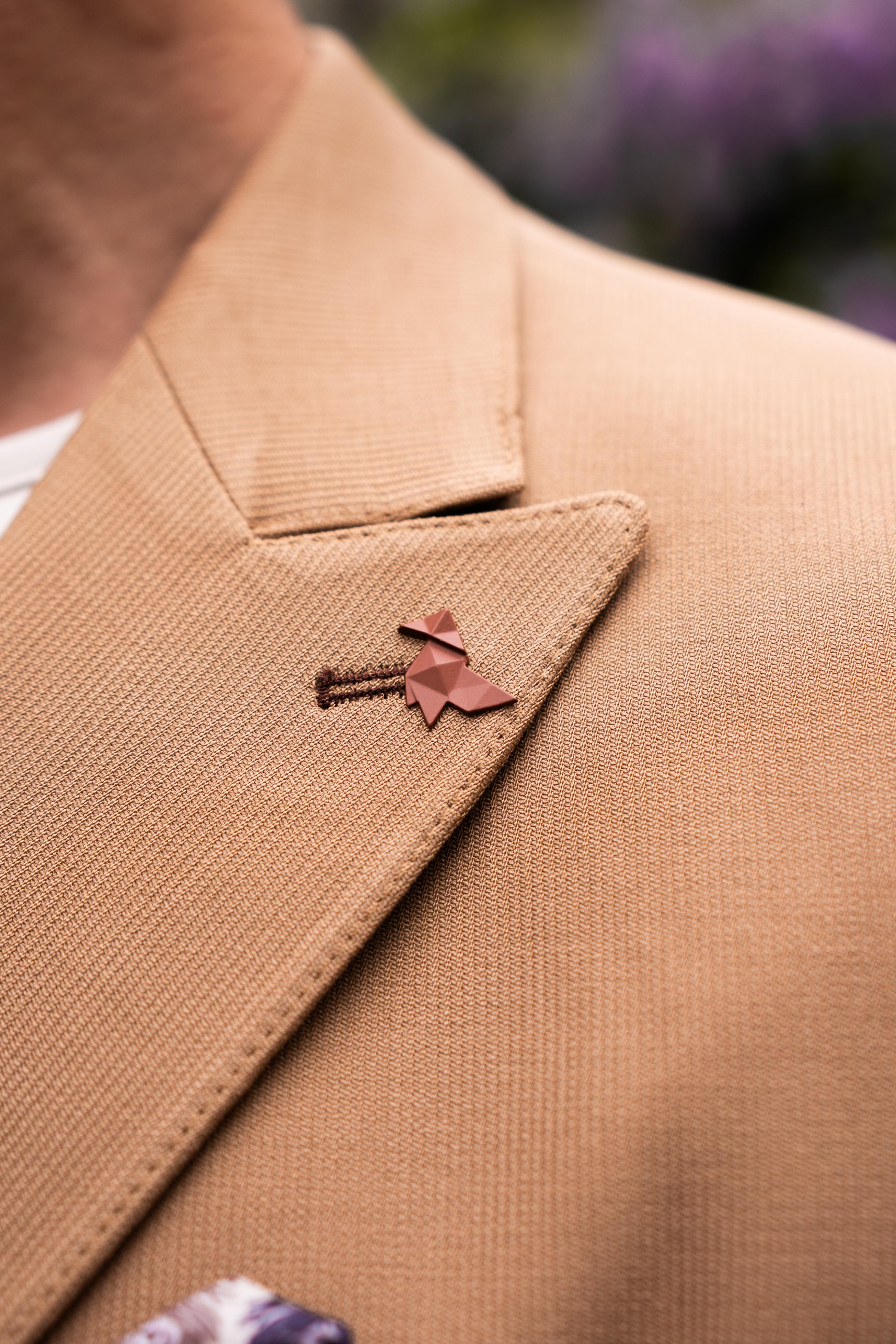 Camel Sivri Yaka Slim Fit  Kruvaze Takım Elbise 